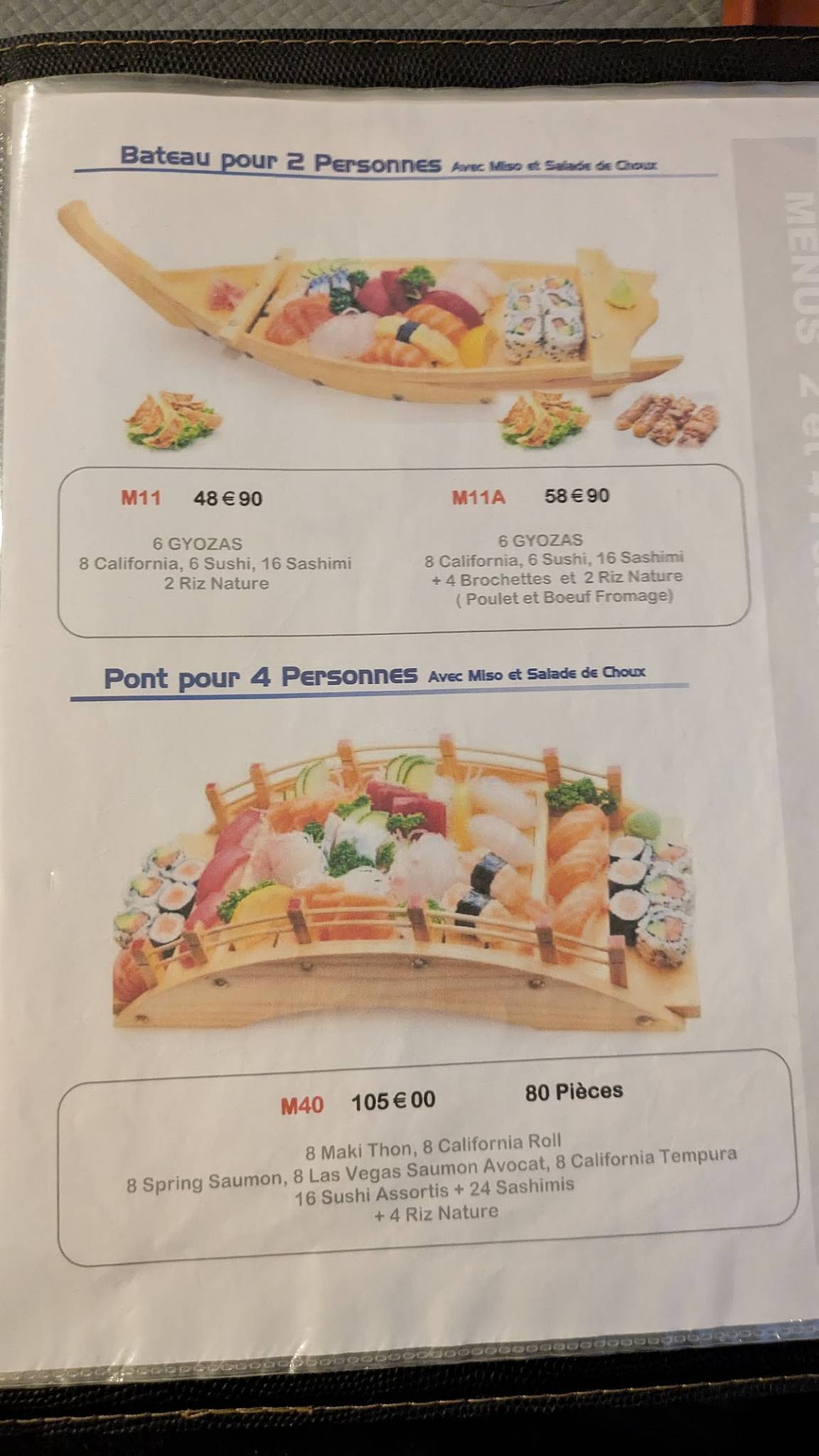 Menu de Sushia