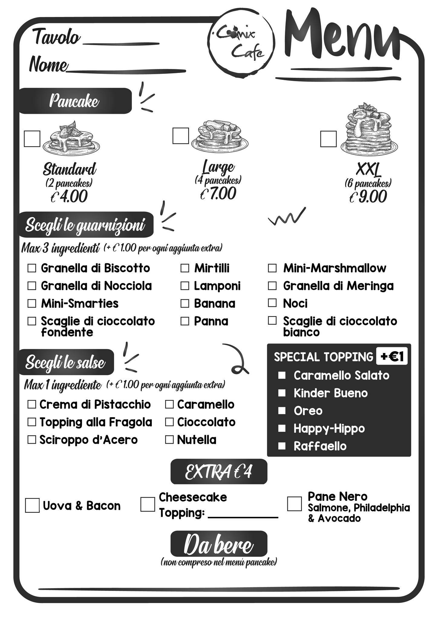 Menu di Comix Café 