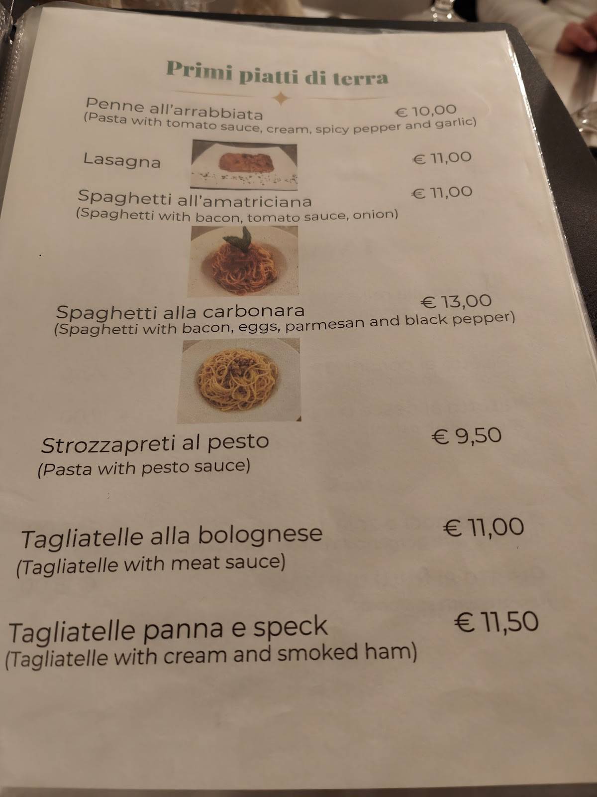 Menu di Fontana Ristorante Pizzeria 