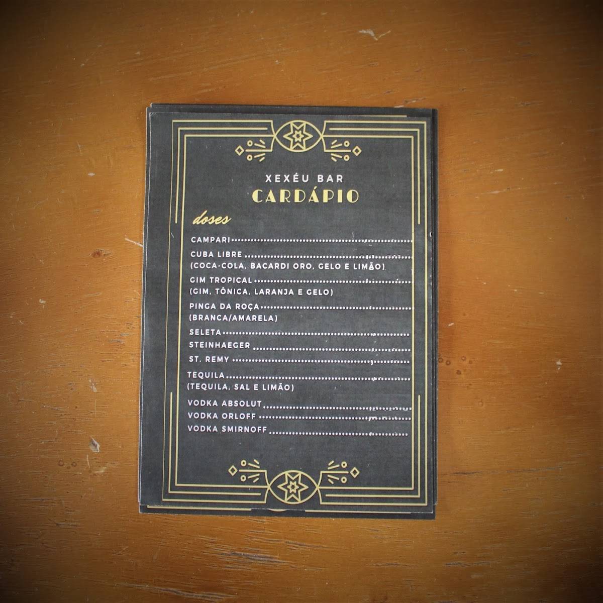 Xexéu Bar cardápio