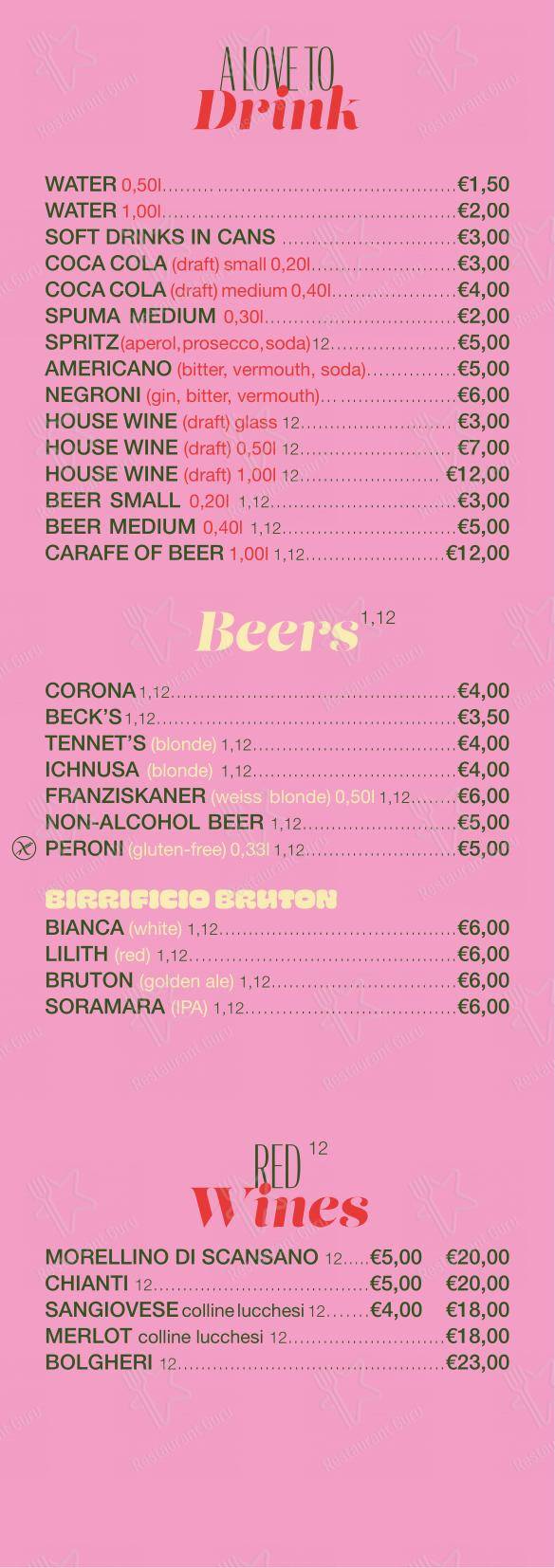 Menu di Contantoamore - Menu