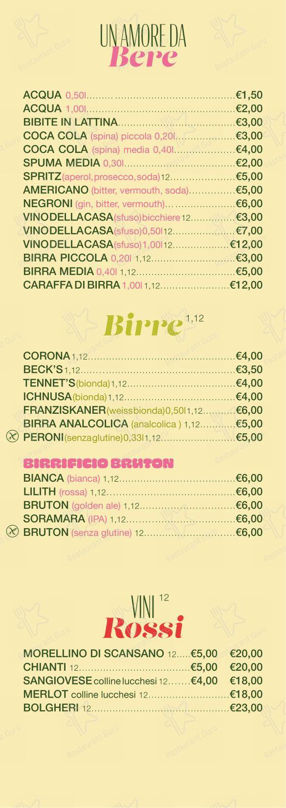 Menu per Contantoamore ristorante