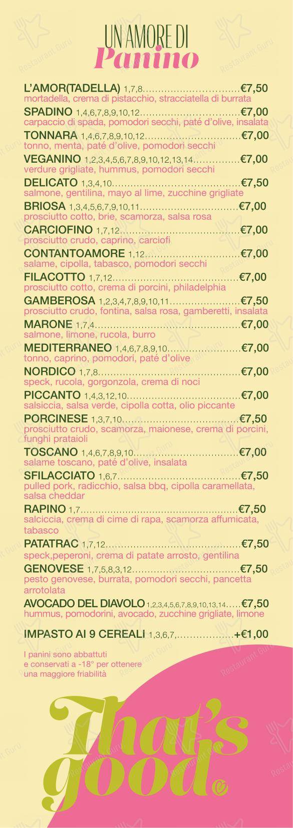 Menu di Contantoamore - Menu