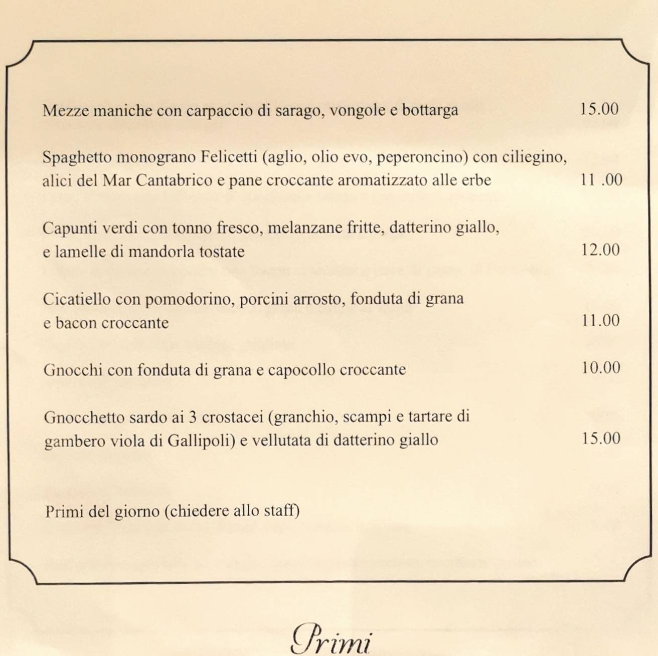 Menu di Spisso Pizza Chef 