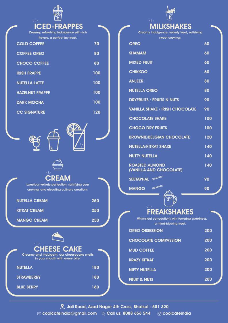 Cool Cafe menu