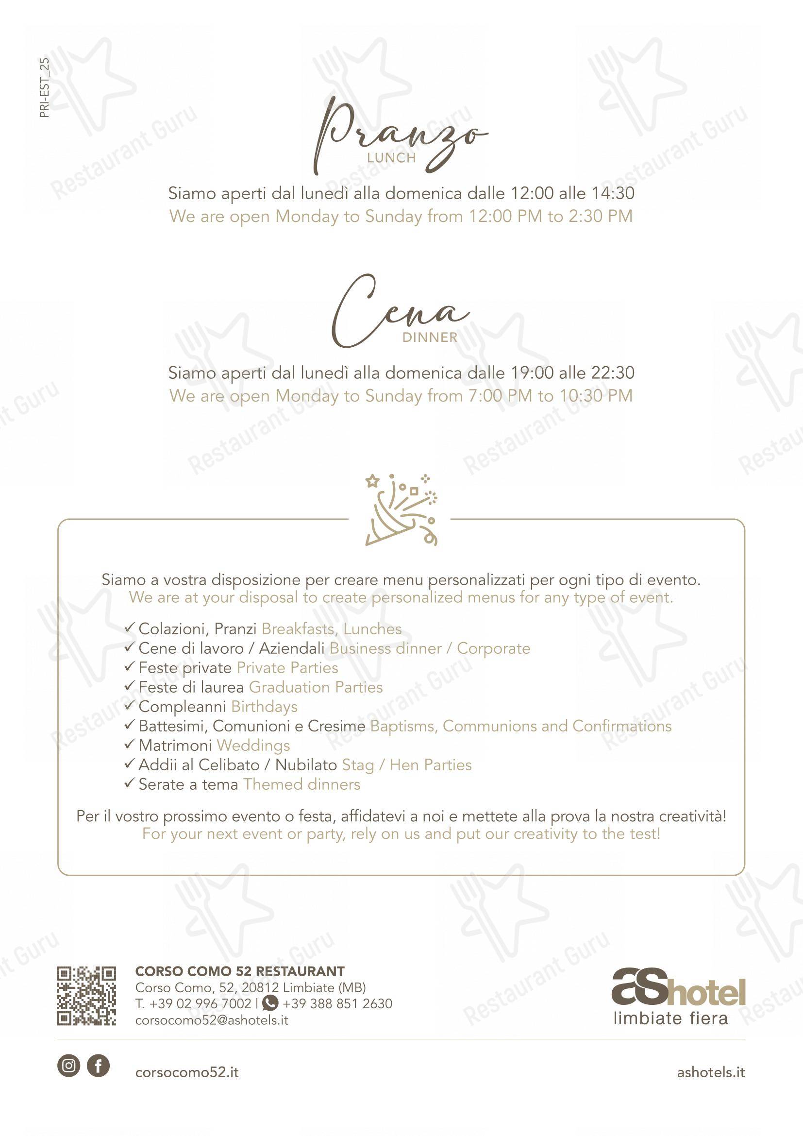 Menu di Ristorante Corso Como 52 - Детское