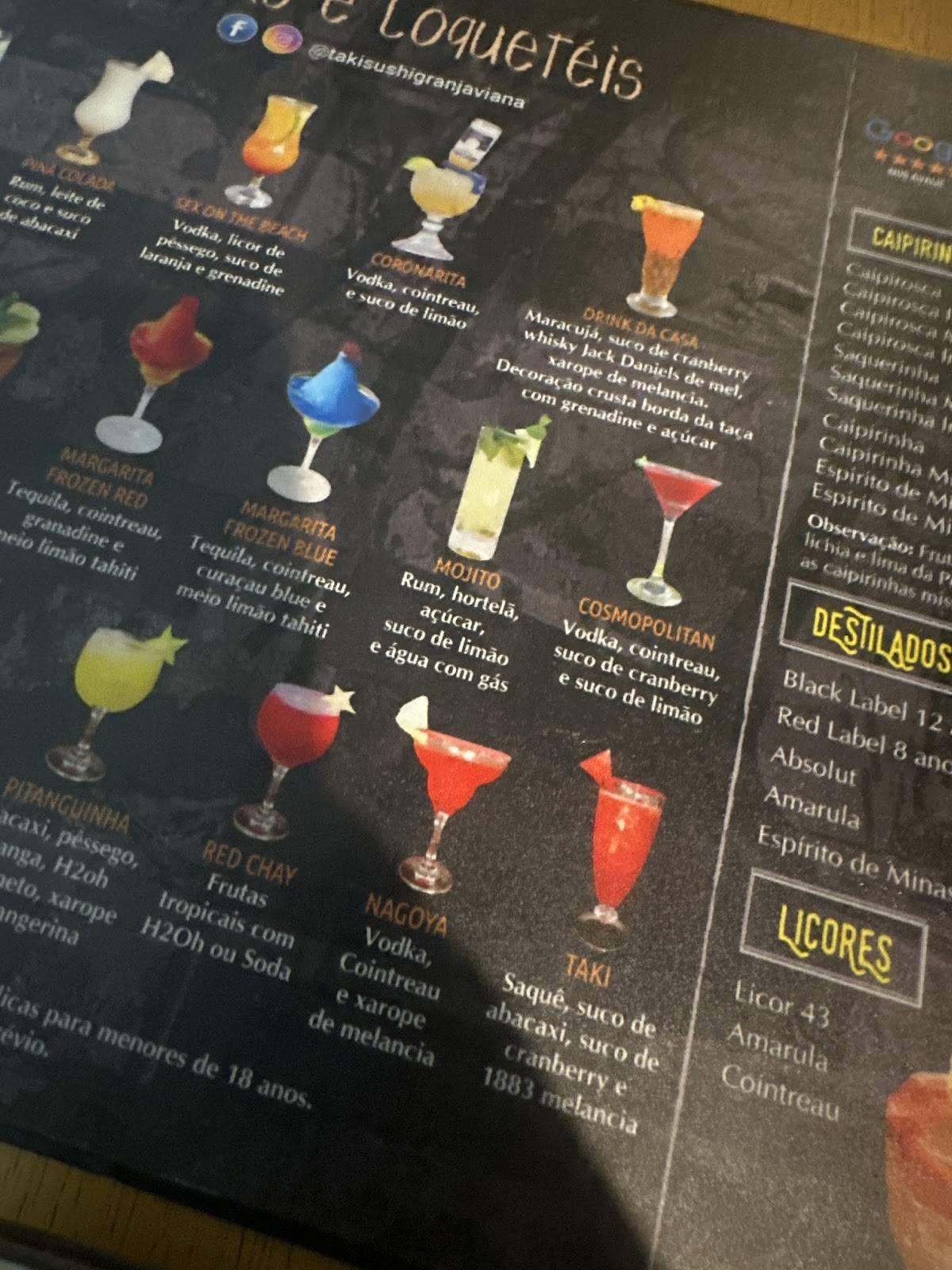 Taki Sushi Granja viana cardápio