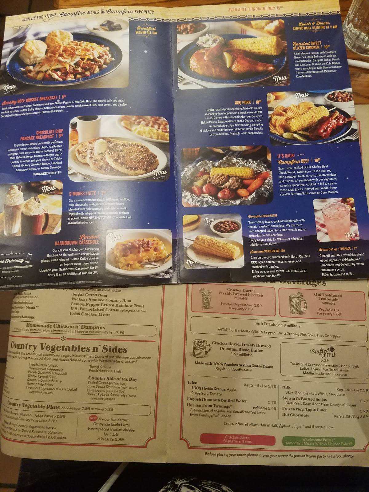 Cracker Barrel Old Country Store Dry Ridge Menu - 89797xe