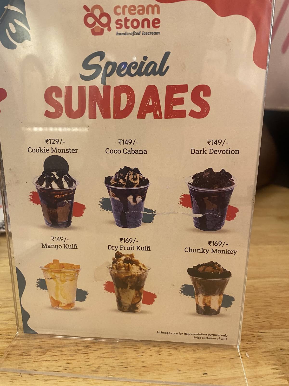 Cream Stone Lounge menu
