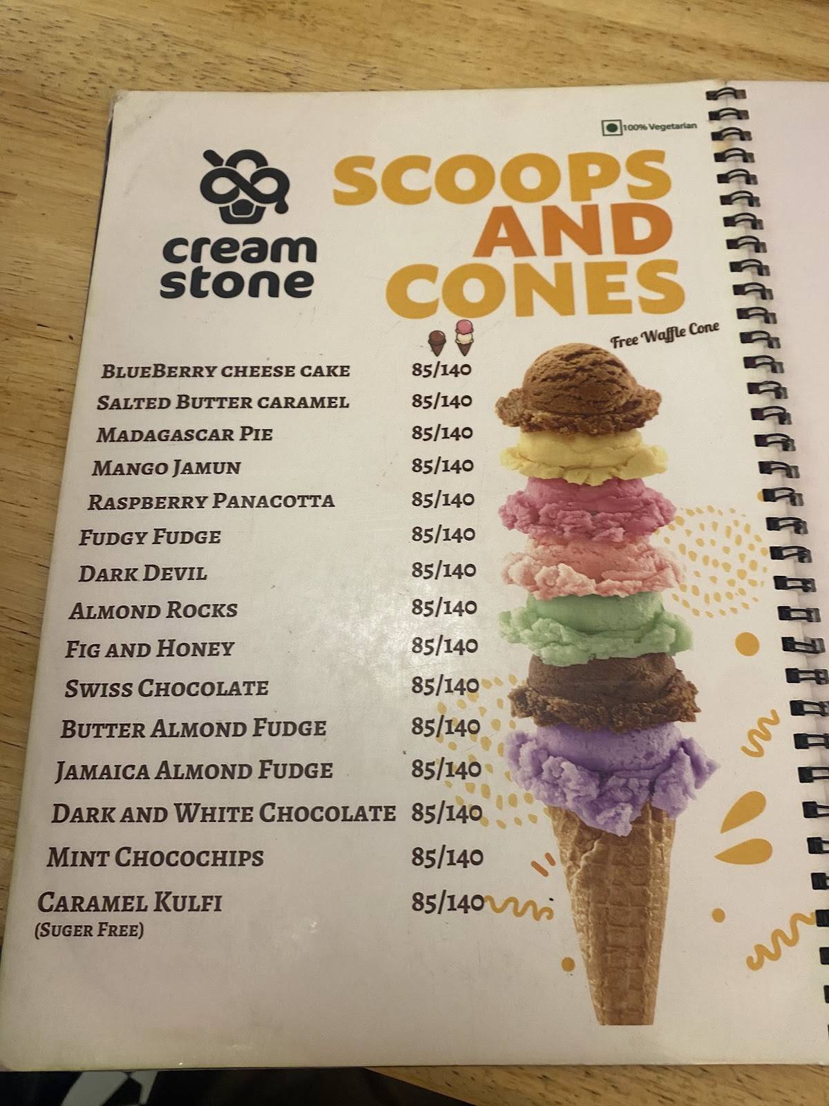 Cream Stone Lounge menu