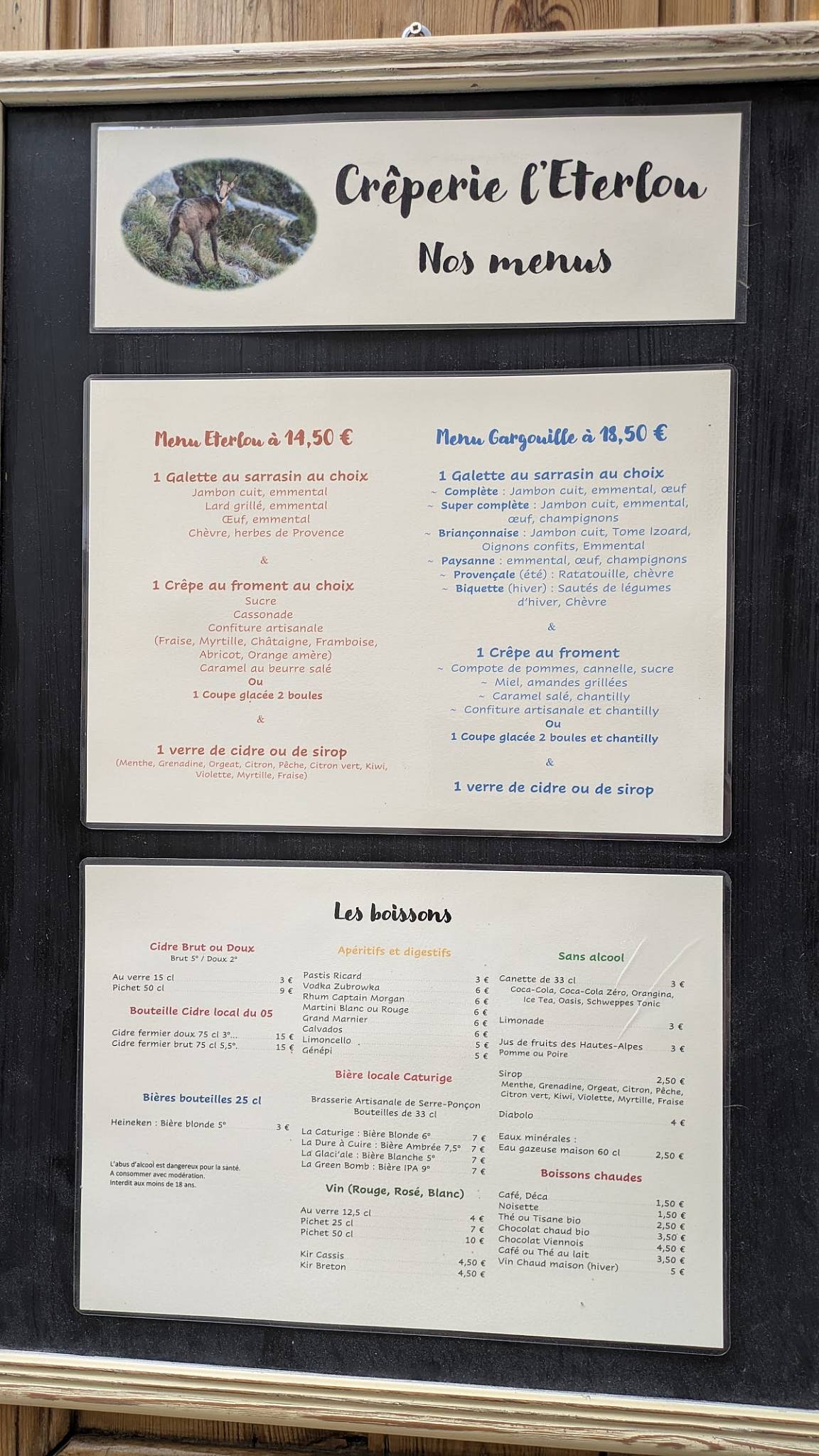 Menu de Crêperie l'Eterlou