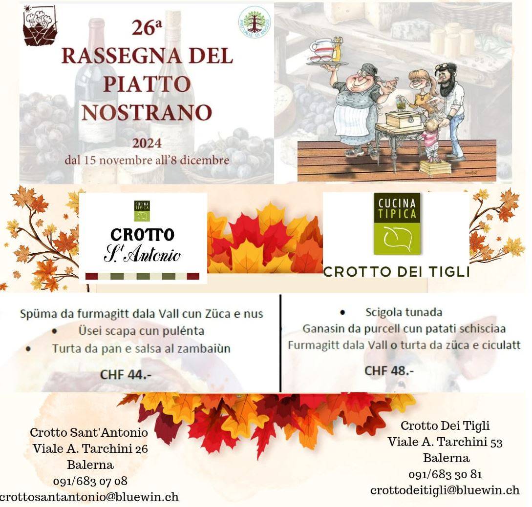 Menu di Crotto dei Tigli 