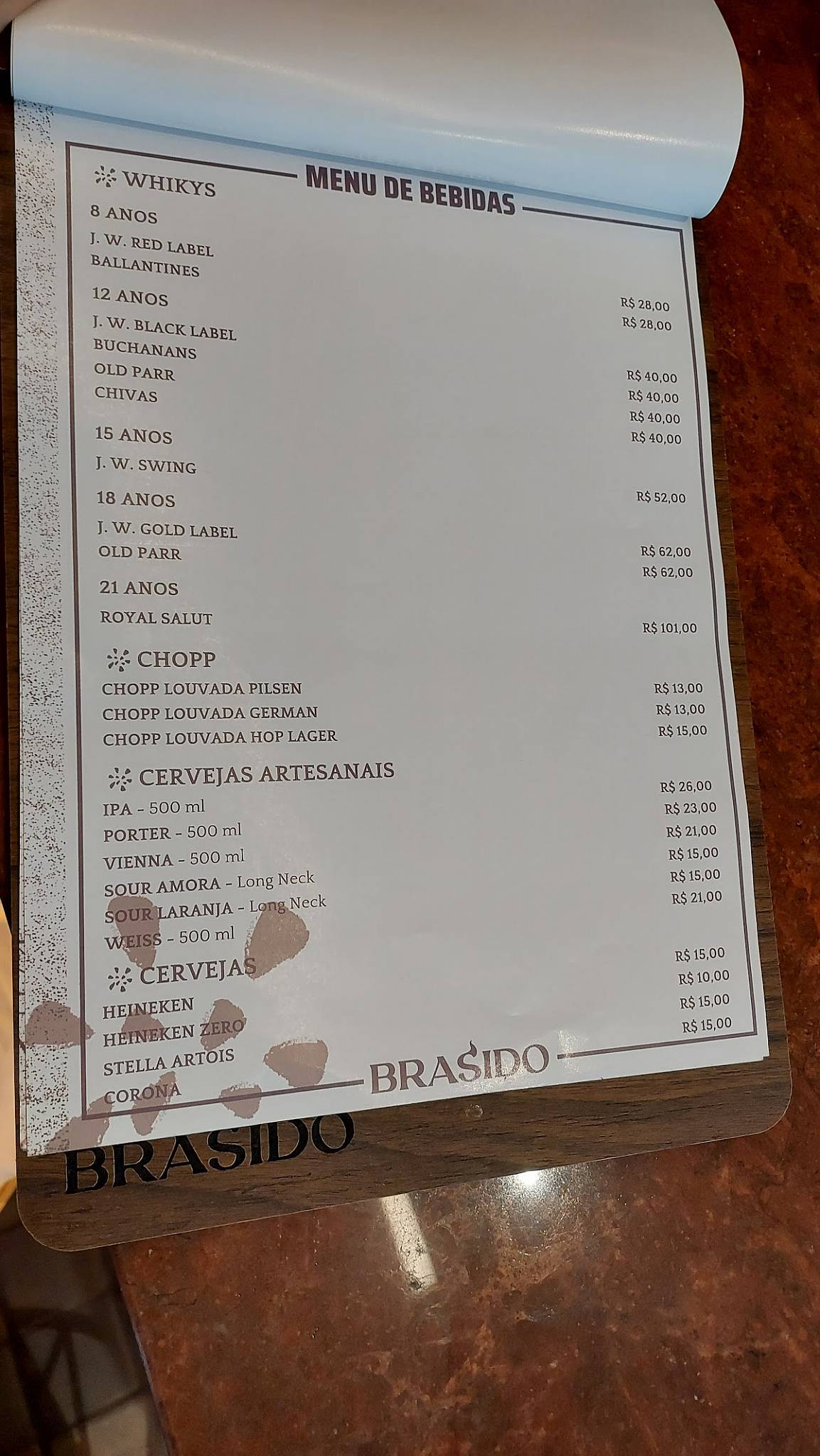 Brasido Restaurante cardápio
