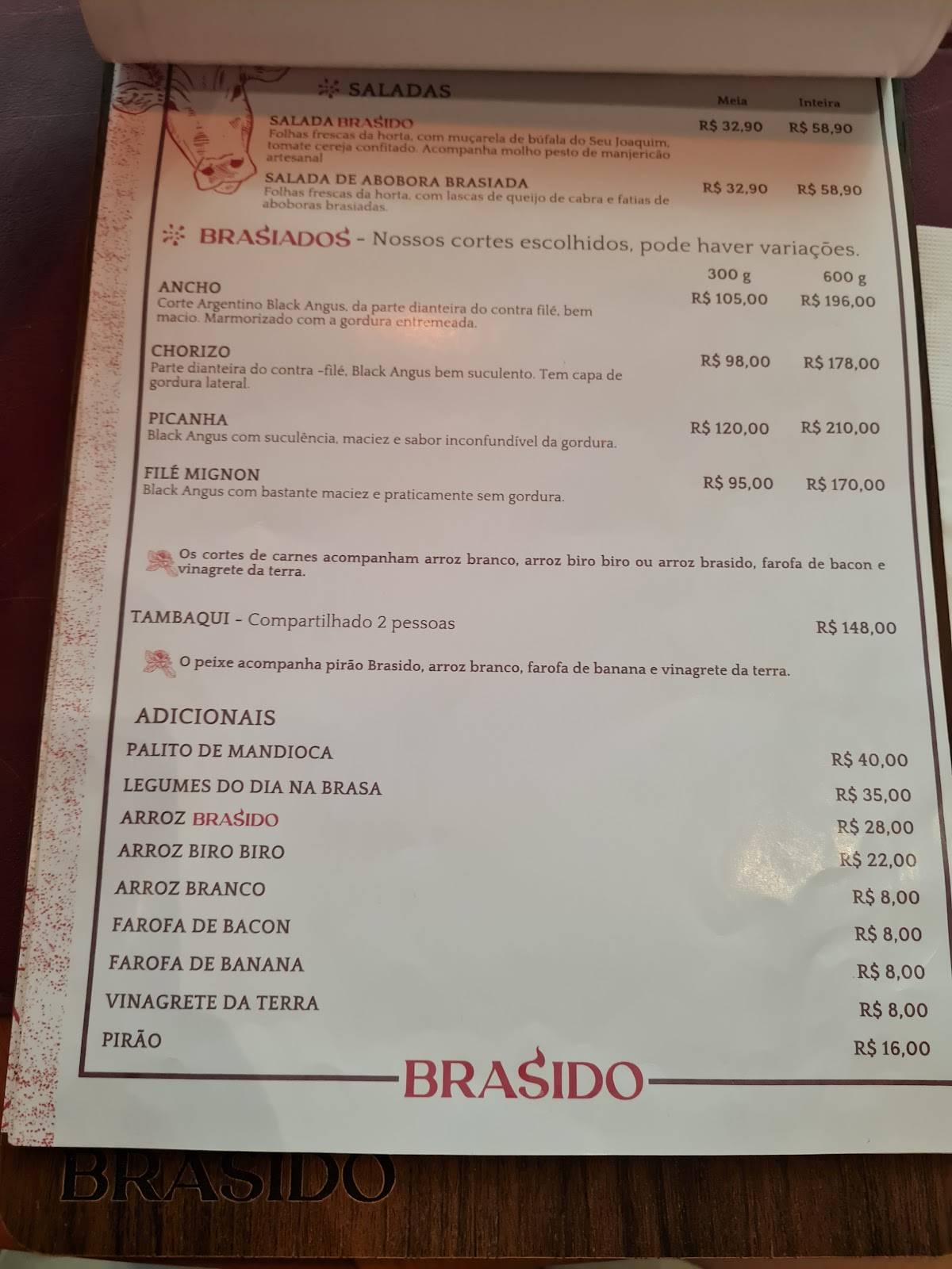Brasido Restaurante cardápio