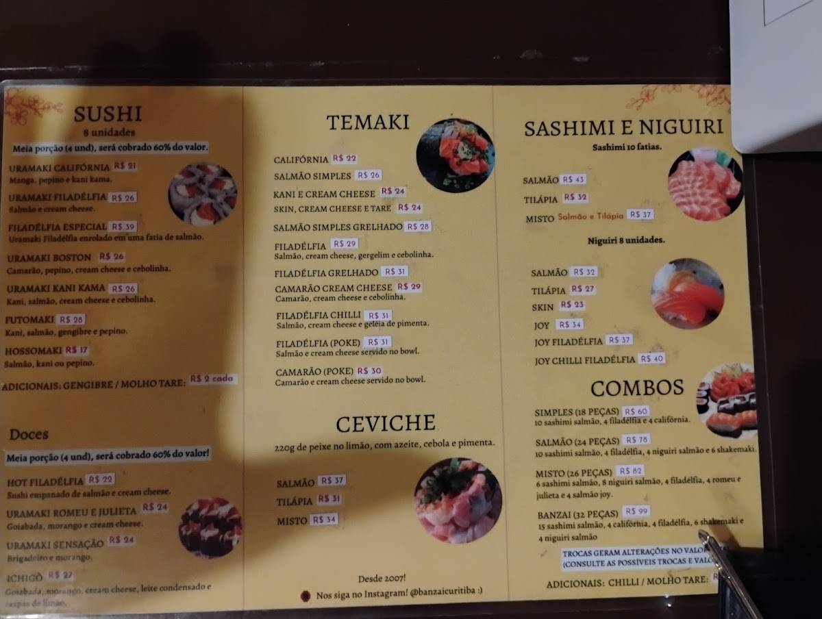 Banzai Sushi Bar & Delivery cardápio