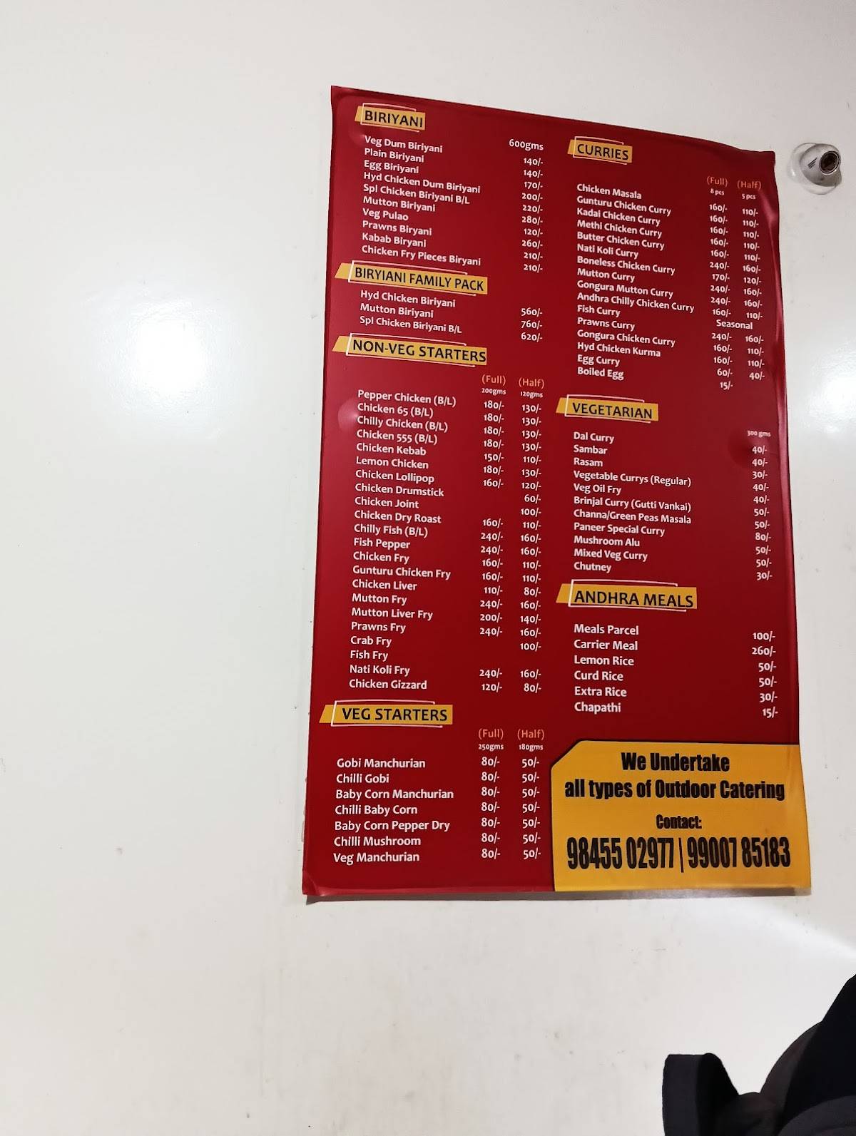 Curries and Chillies Hyderabadi Dum Biryani menu