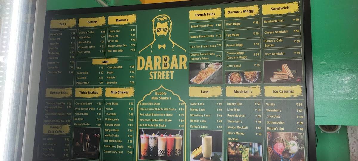 DARBAR STREET THE CAFE menu