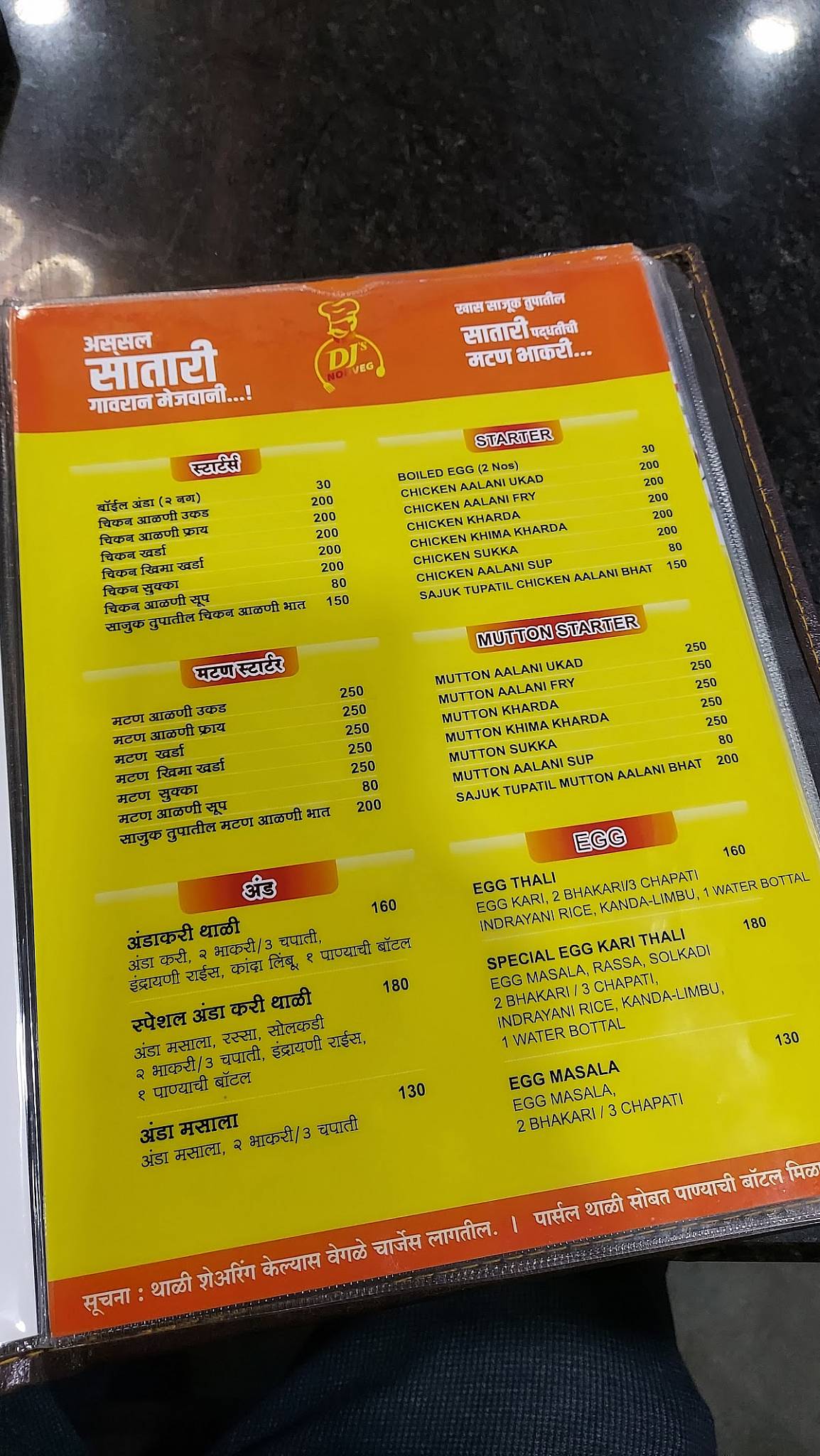 DJ's Non Veg अस्सल सातारी मटण भाकरी menu