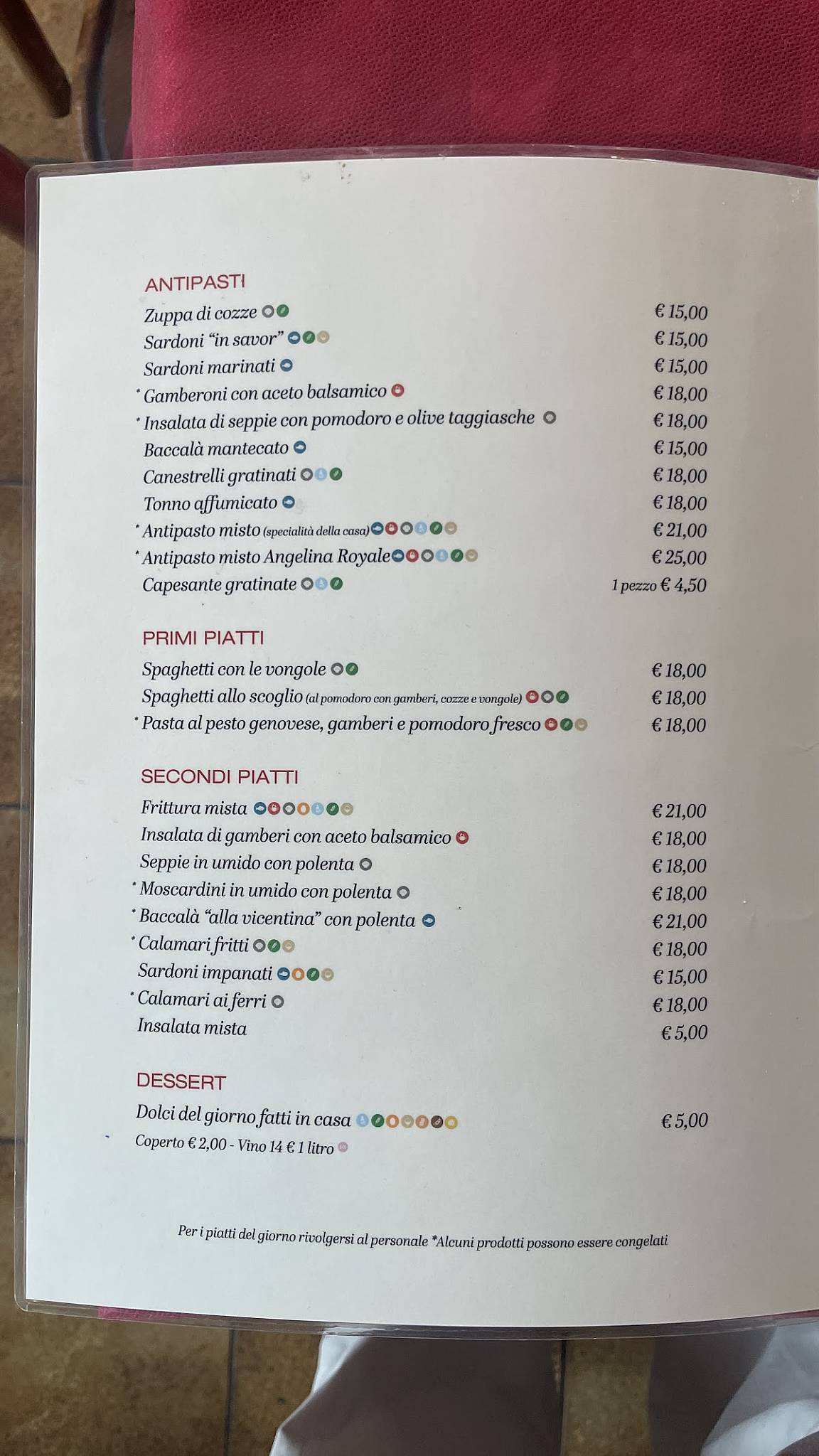Menu di Da Angelina 