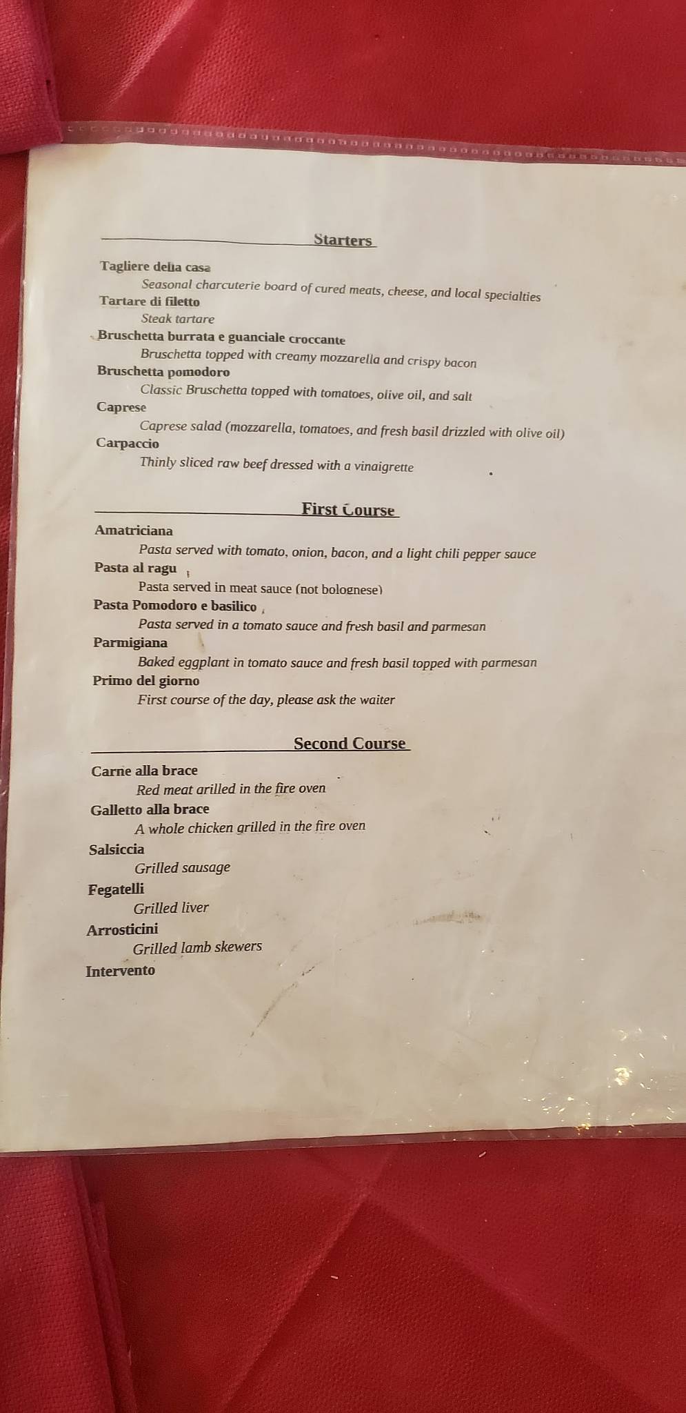 Menu di Da Baffo 