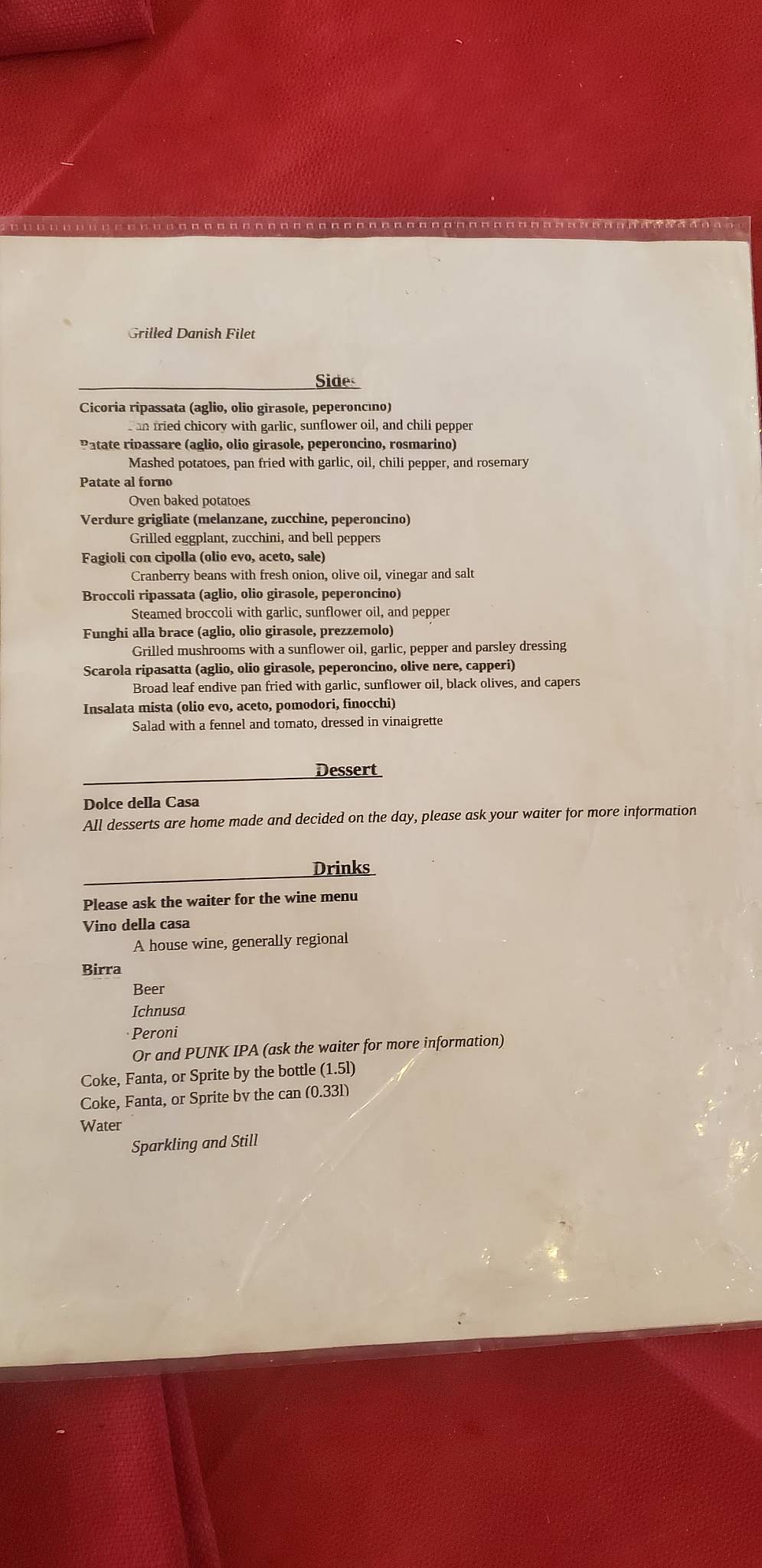 Menu di Da Baffo 