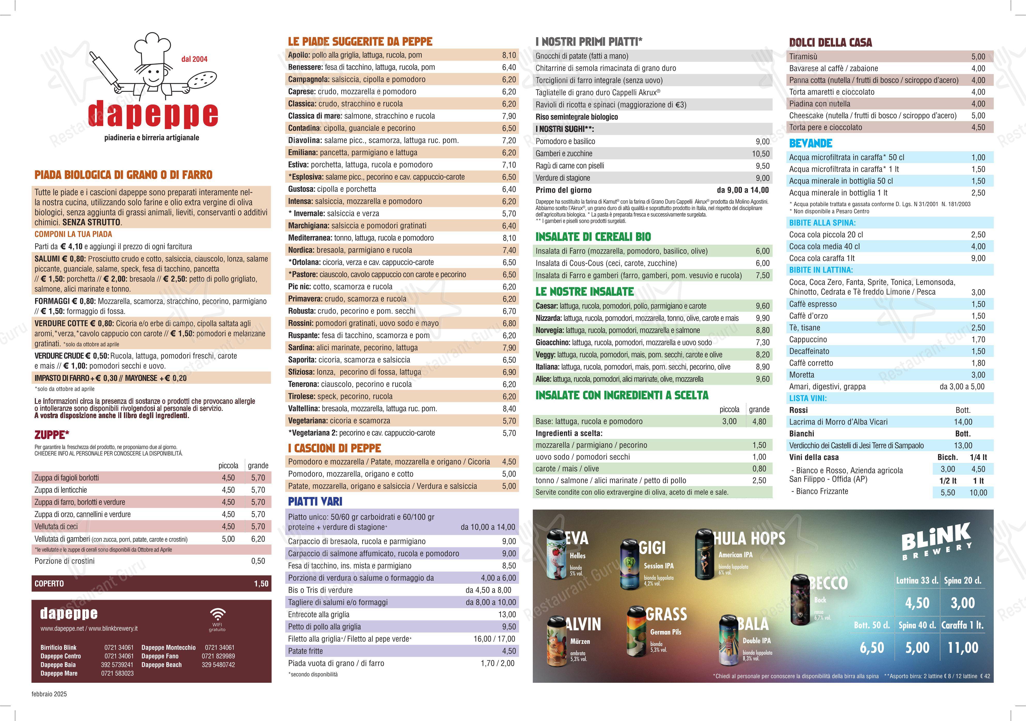 Menu per DaPeppe Montecchio ristorante