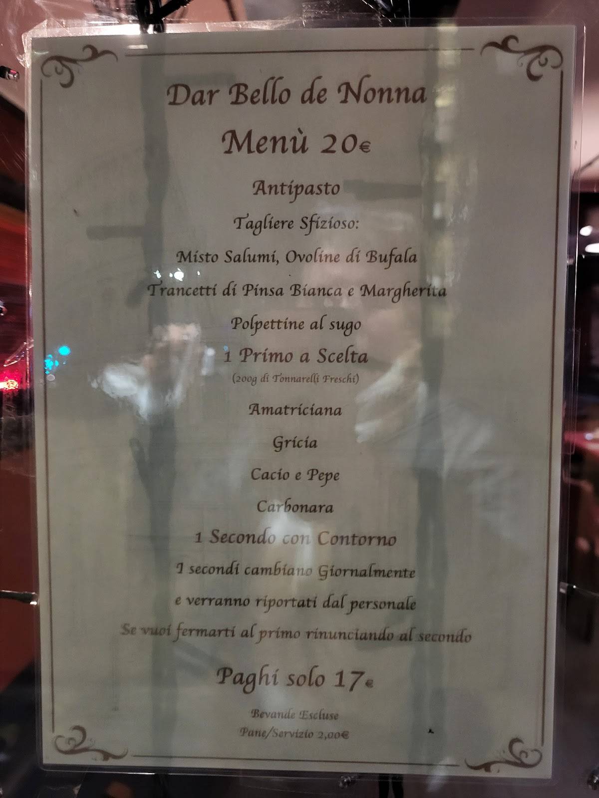 Menu di Dar bello de Nonna Cucina Romana 