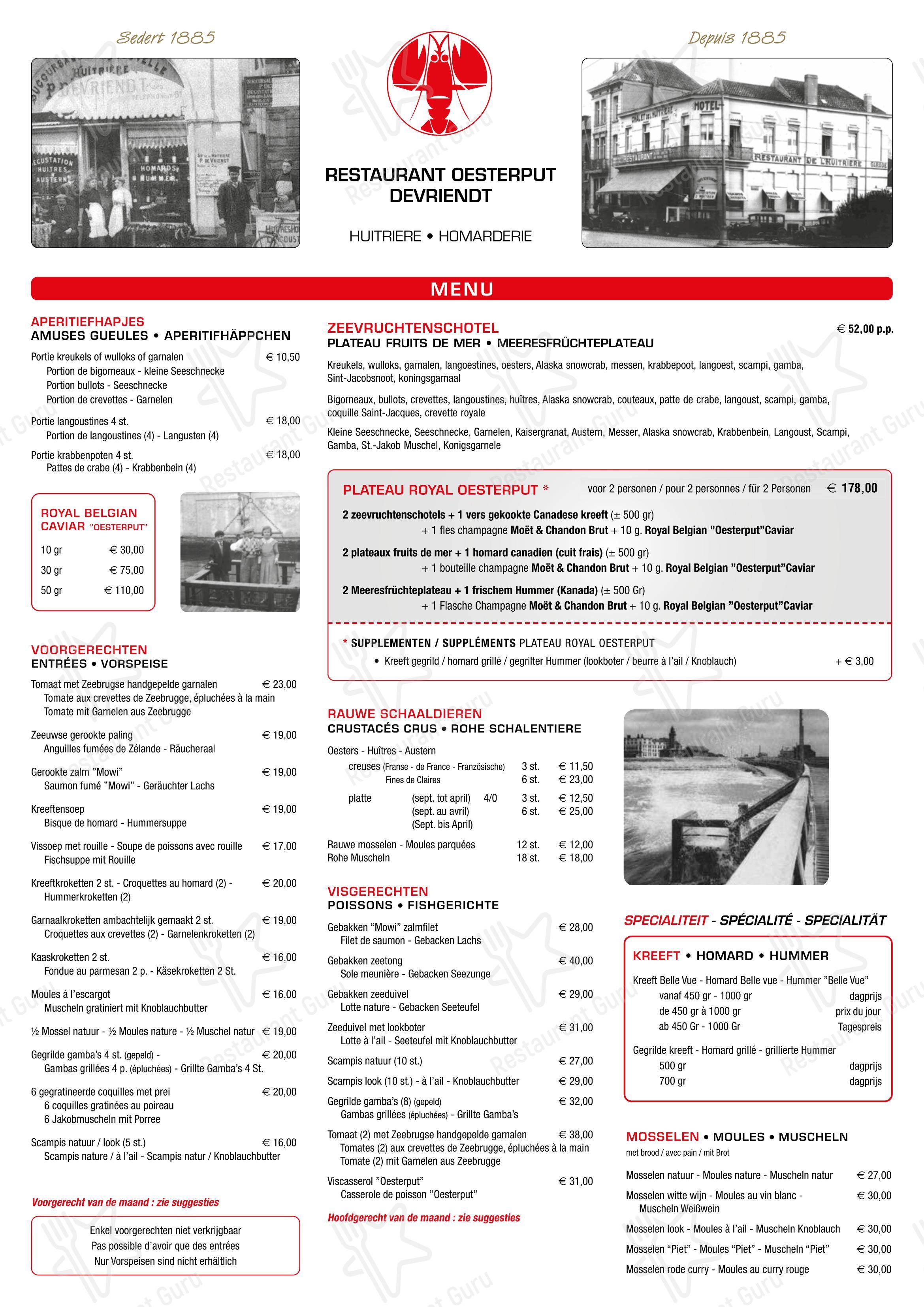 De Oesterput dans Blankenberge - Menu