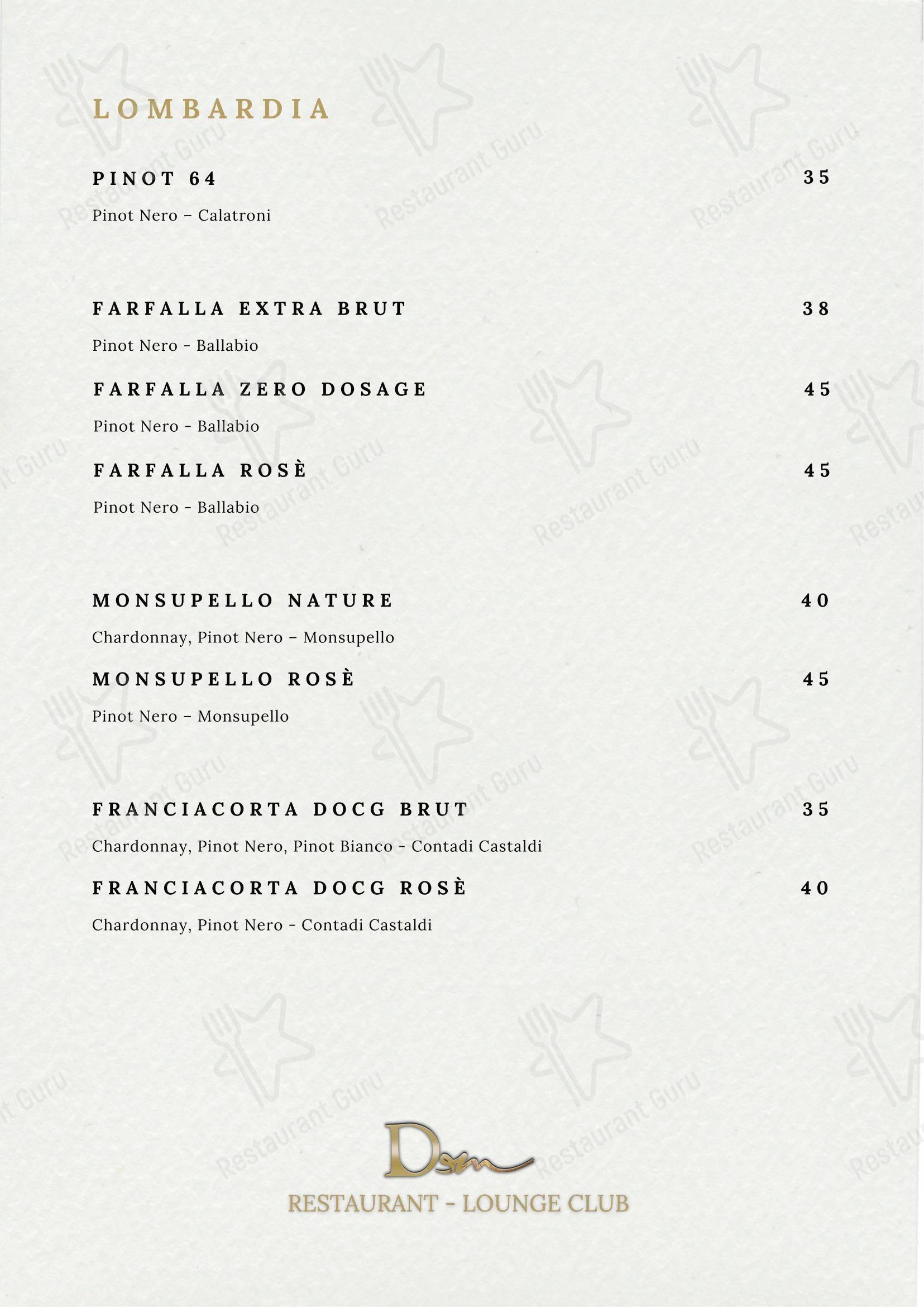 Menu di DeM Pavia - Ristorante e Lounge Bar - Ночное меню
