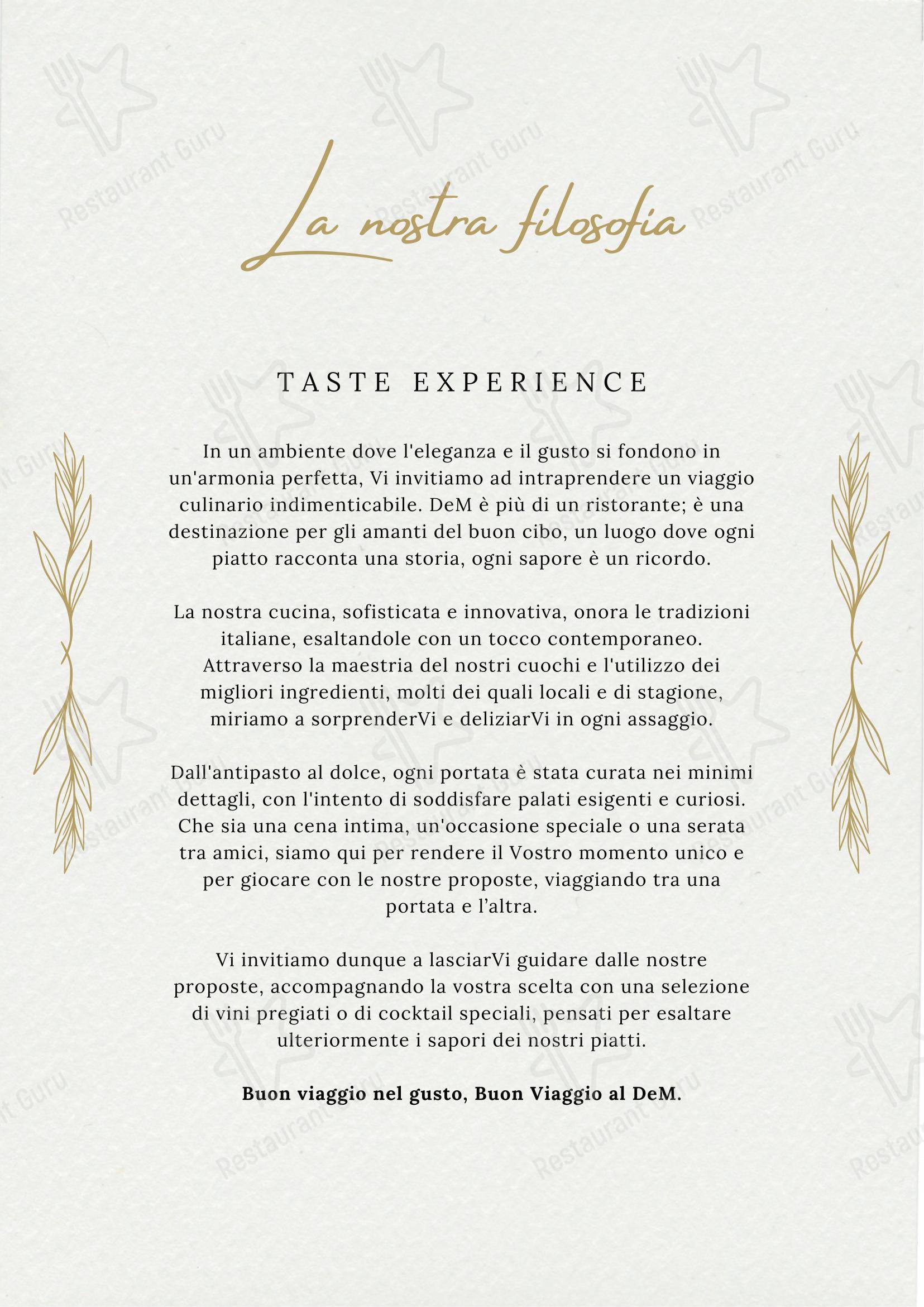 DeM Pavia - Ristorante e Lounge Bar in Pavia - Основное меню