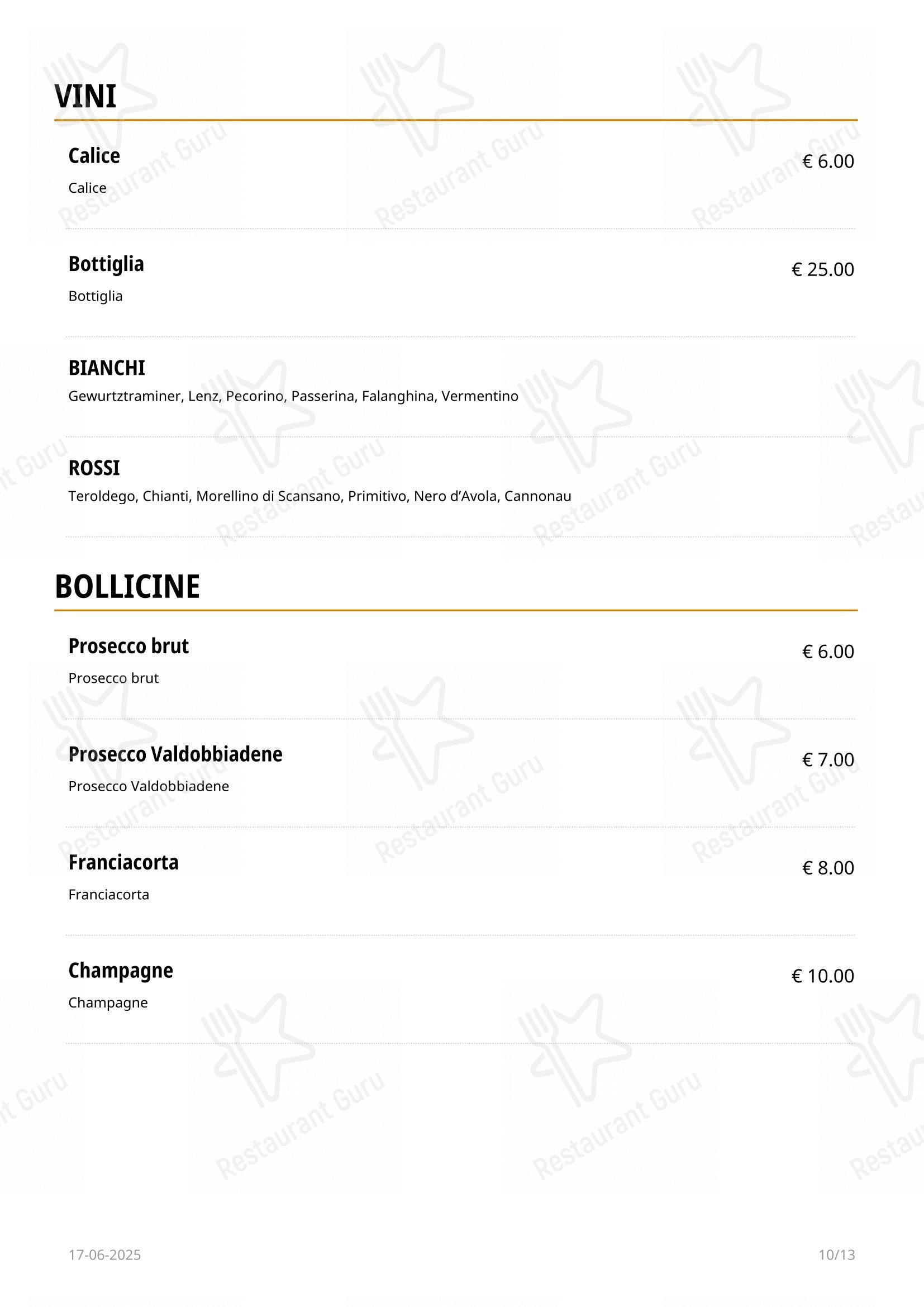 Menu per Deep Milano in Milano