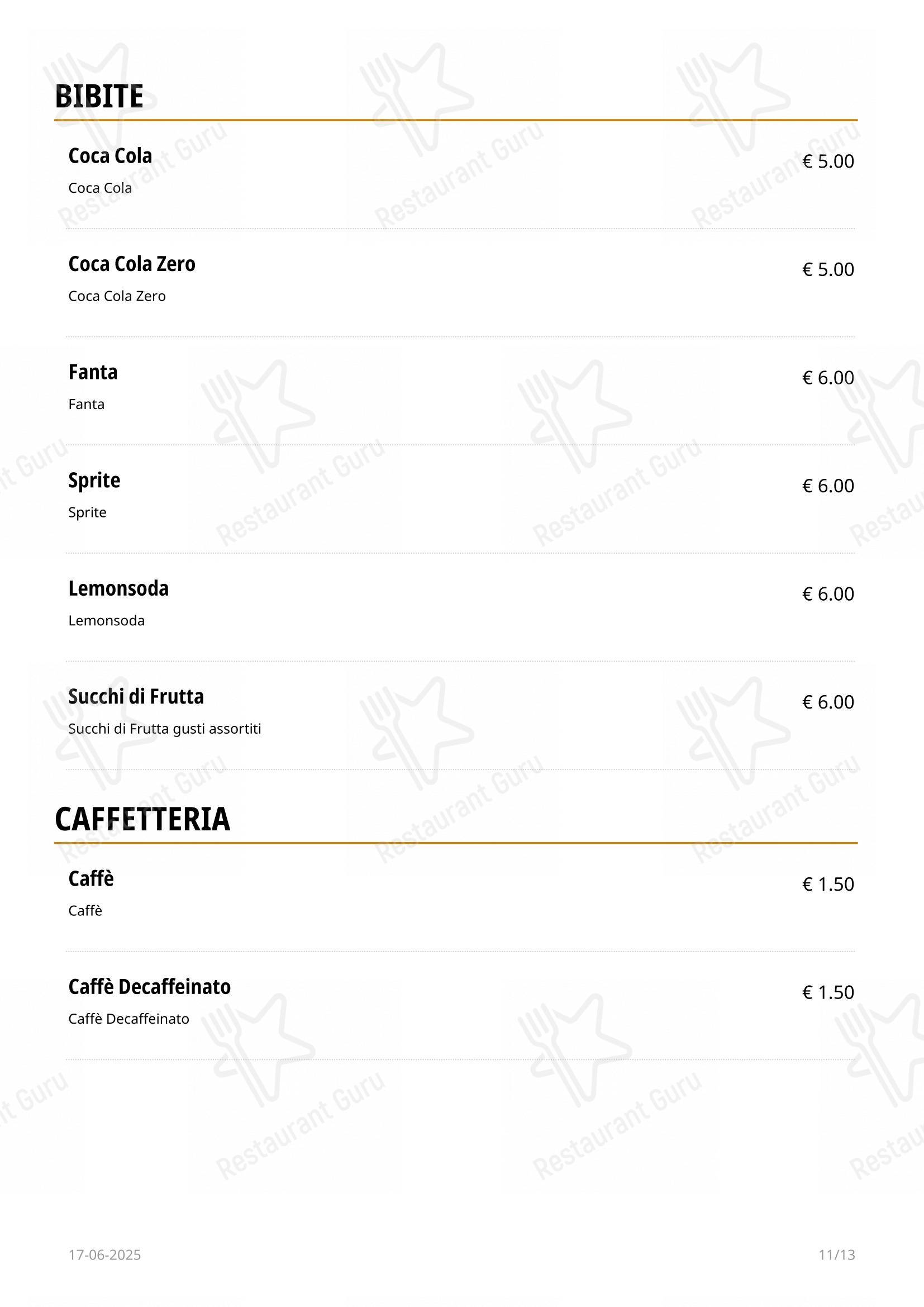 Deep Milano in Milano - Menu