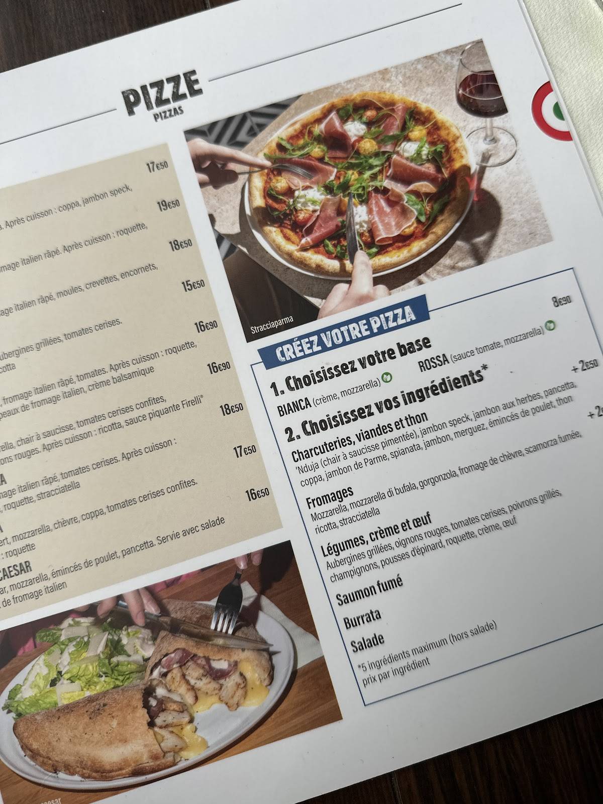 Menu de Del Arte