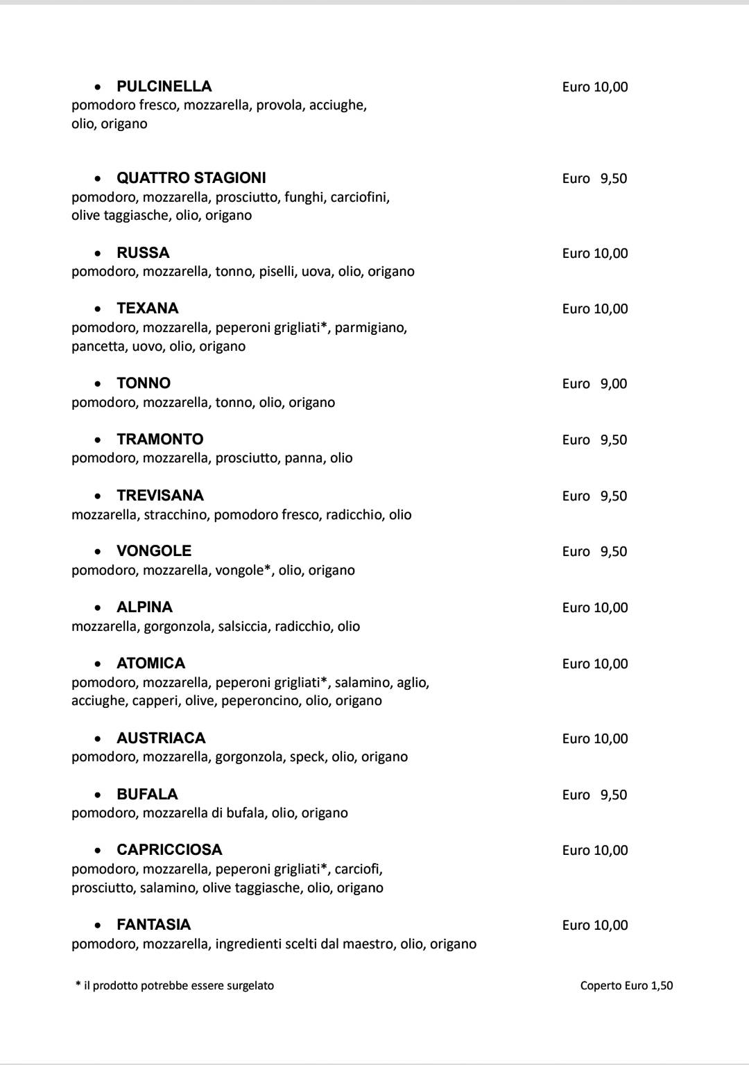 Menu di Pizzeria Del Ponte 