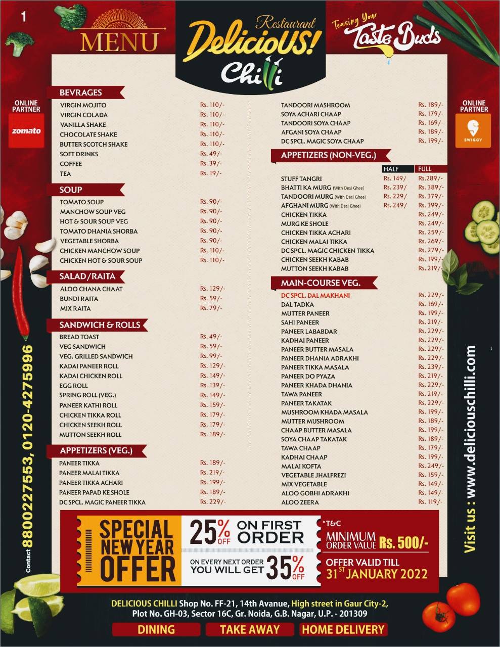 Delicious Chilli menu