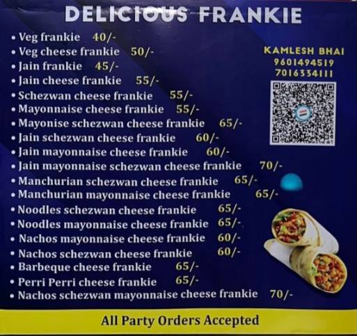 Delicious Frankie Navsari menu