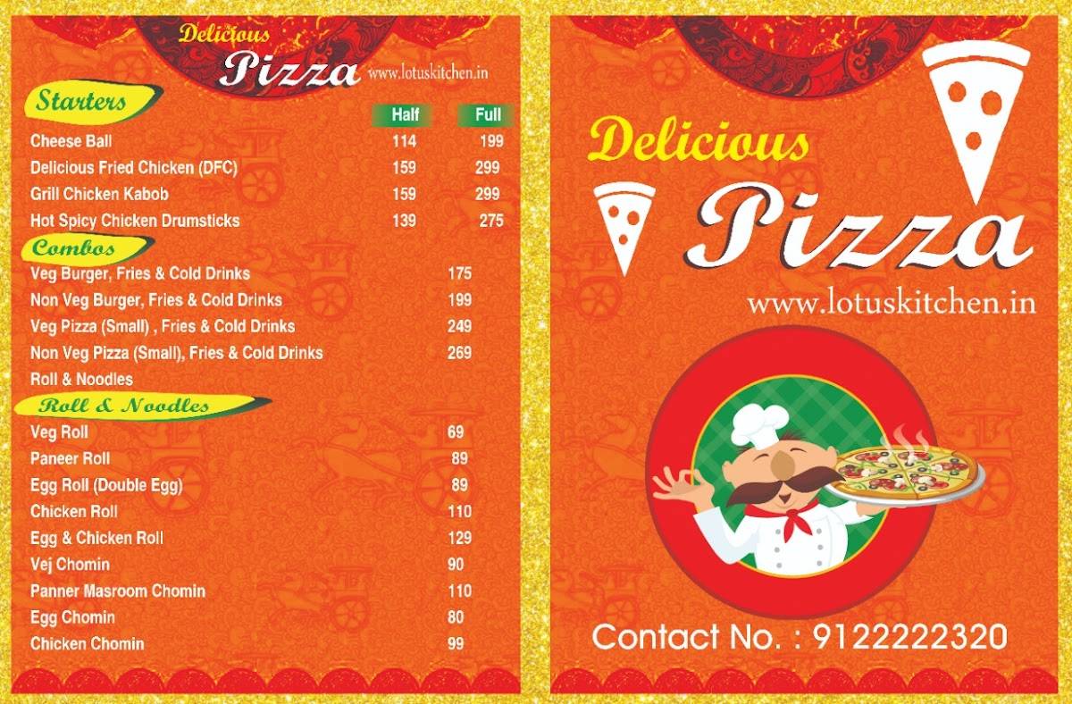 Delicious Pizza menu