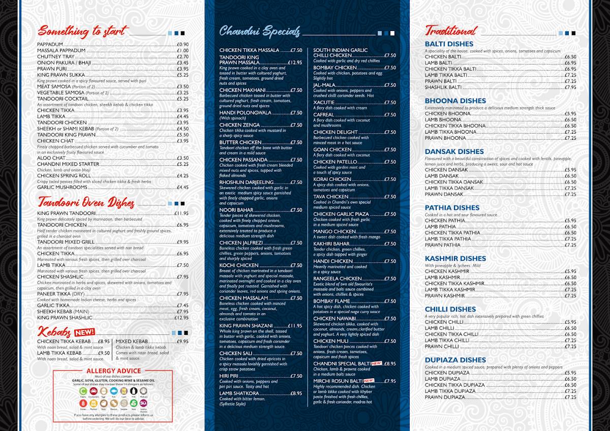 Menu at Denley's Essence Of India restaurant, Exeter