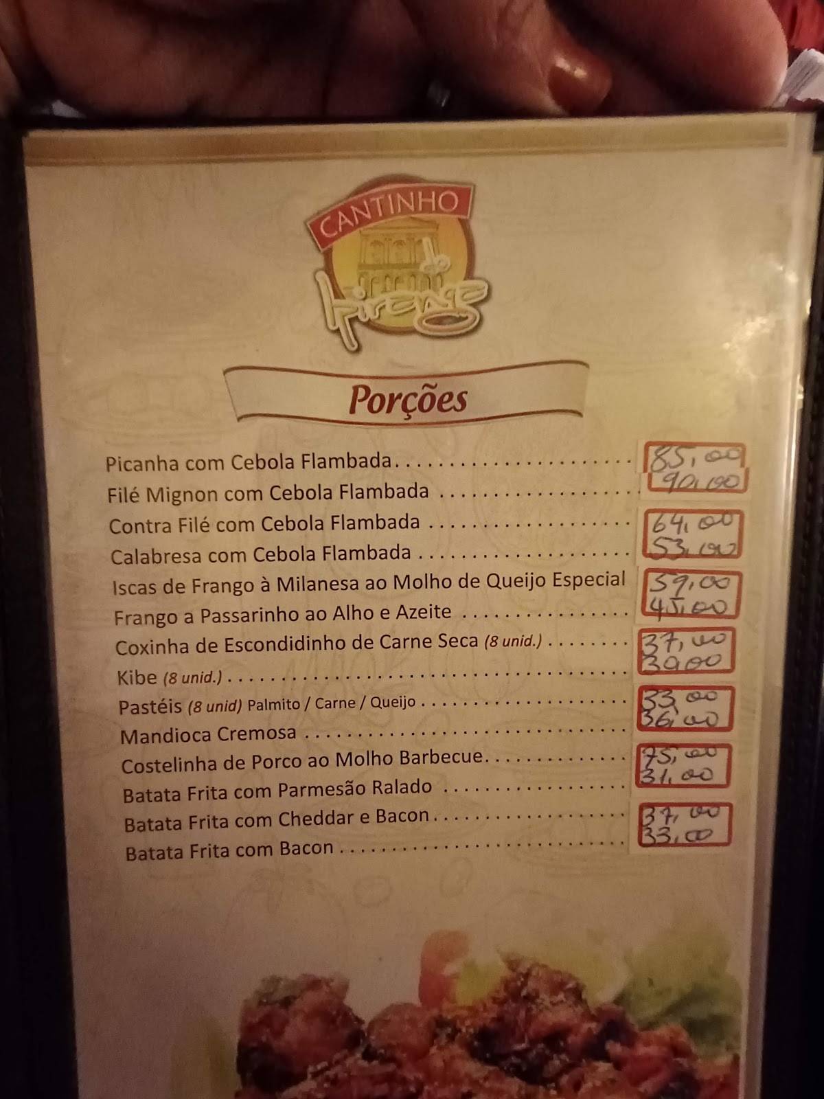 Cantinho do Ipiranga cardápio