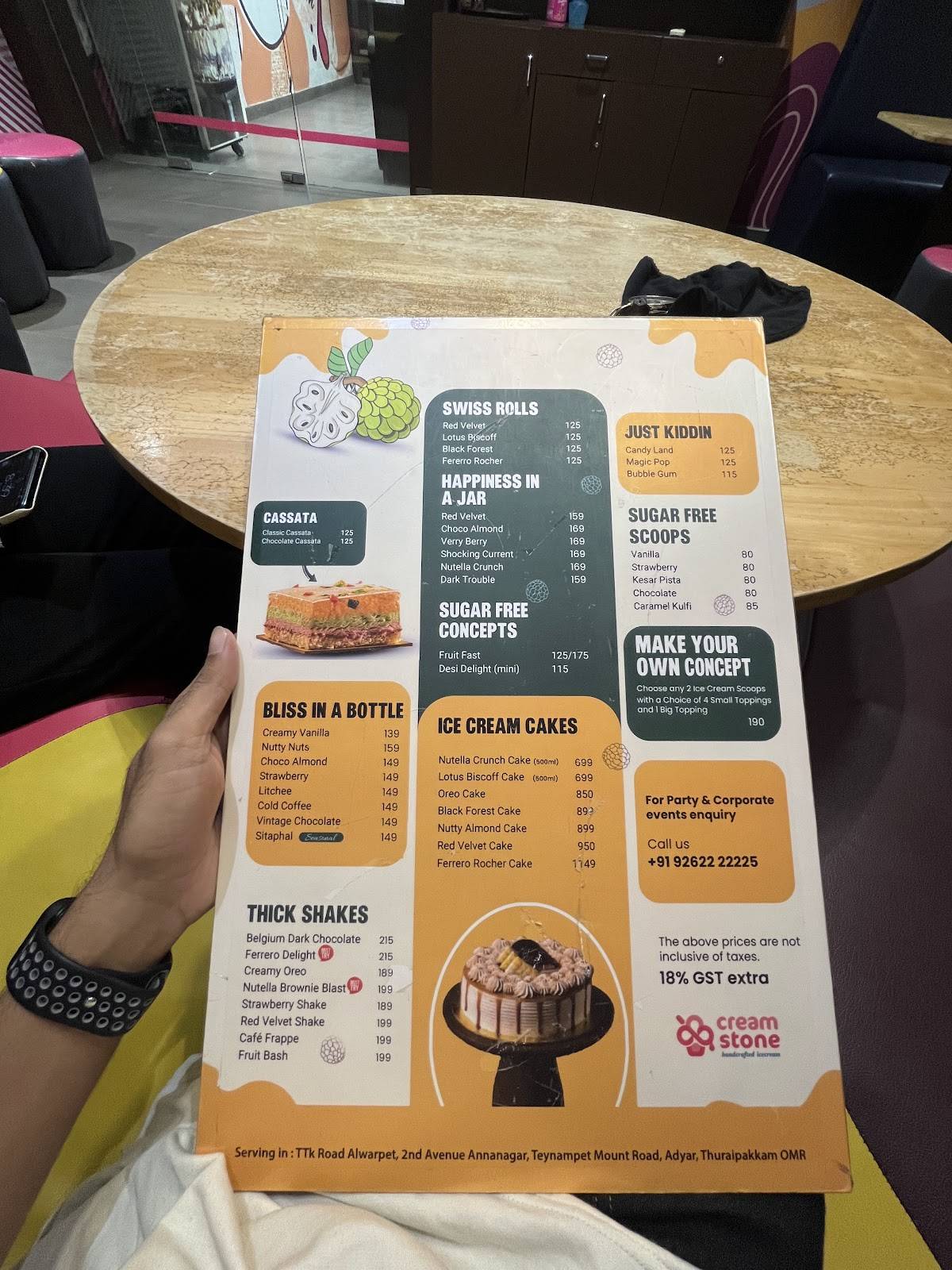 Cream Stone TTK menu