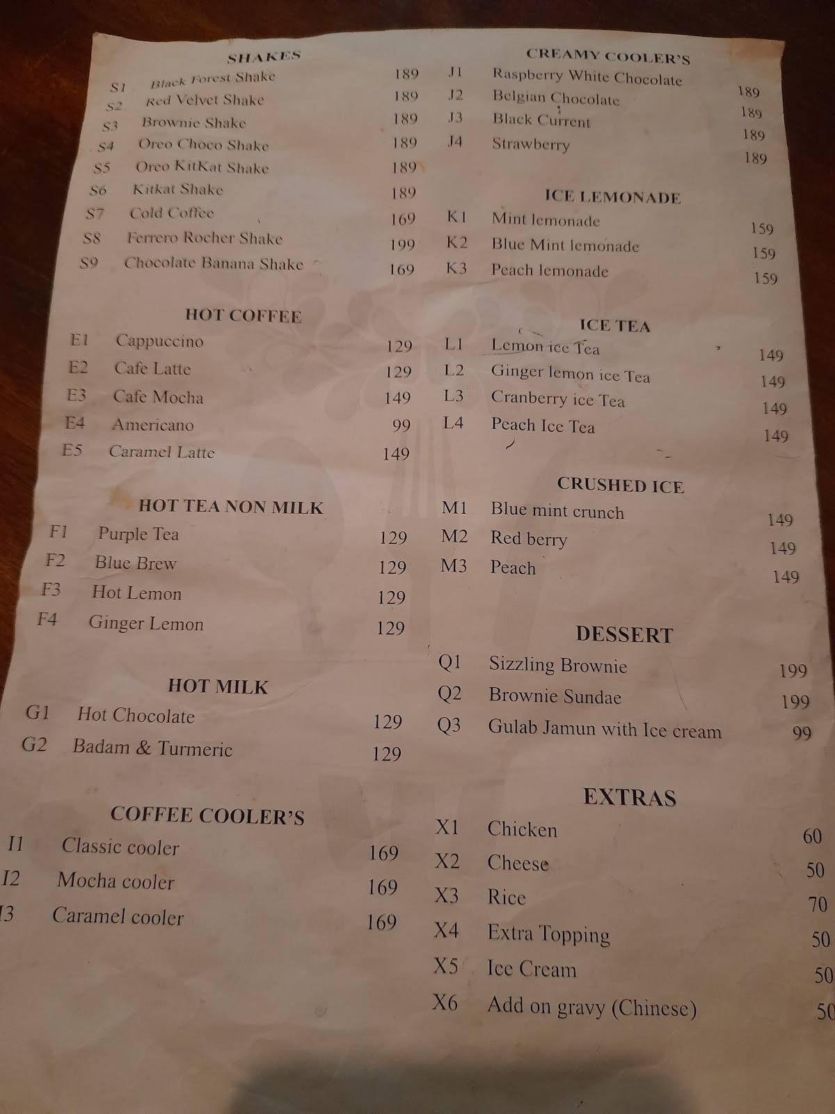Dhwani Koramangala menu