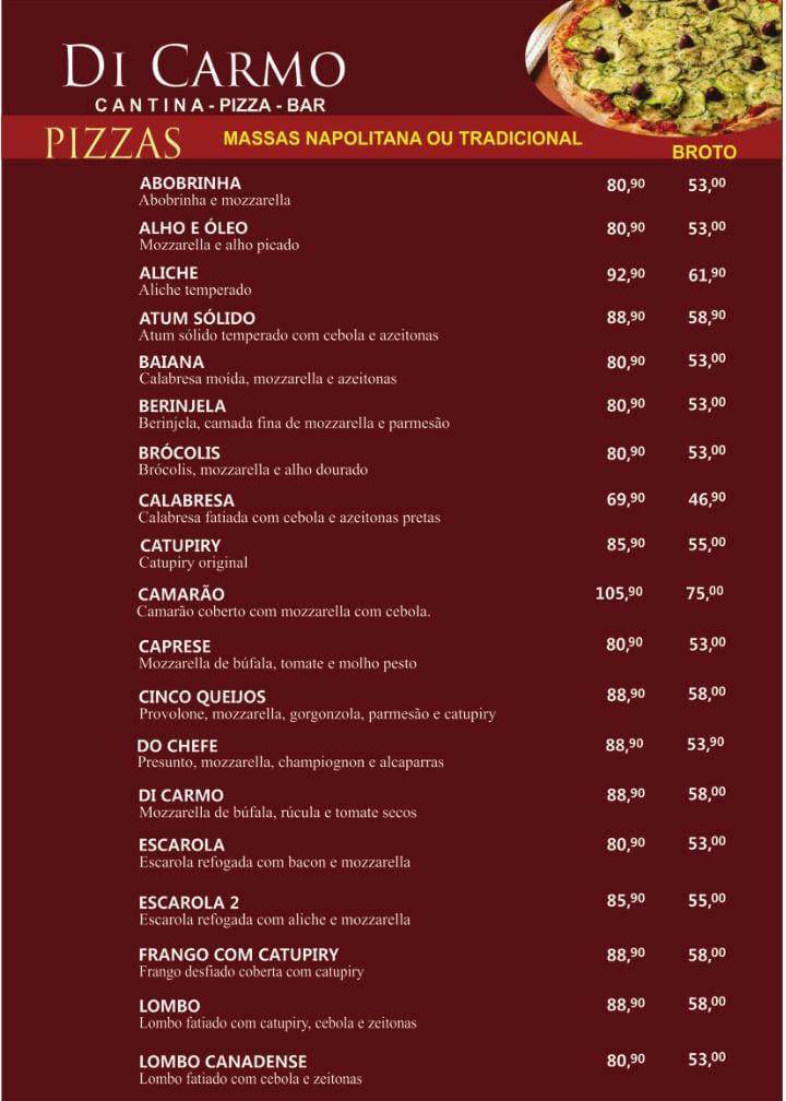 Di Carmo Cantina Pizza Bar cardápio