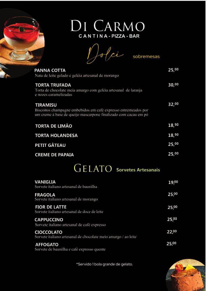 Di Carmo Cantina Pizza Bar cardápio