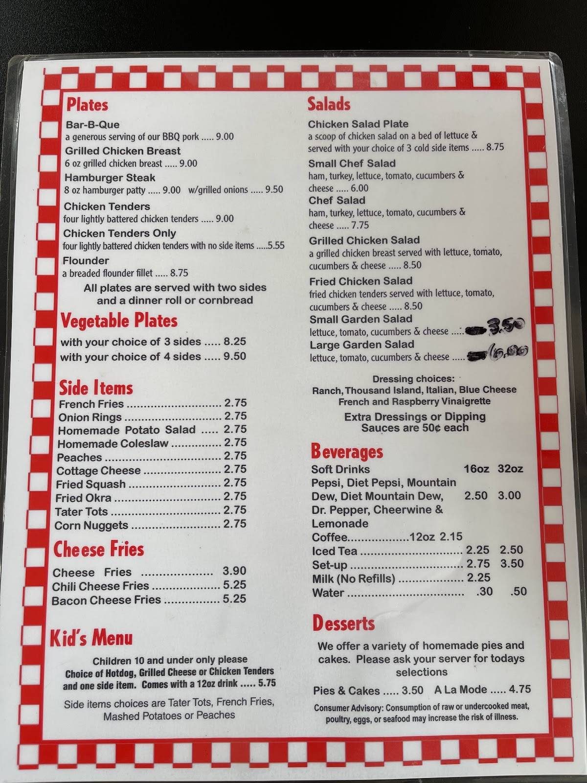 Menu at Dianne's Dairy Center restaurant, Newton