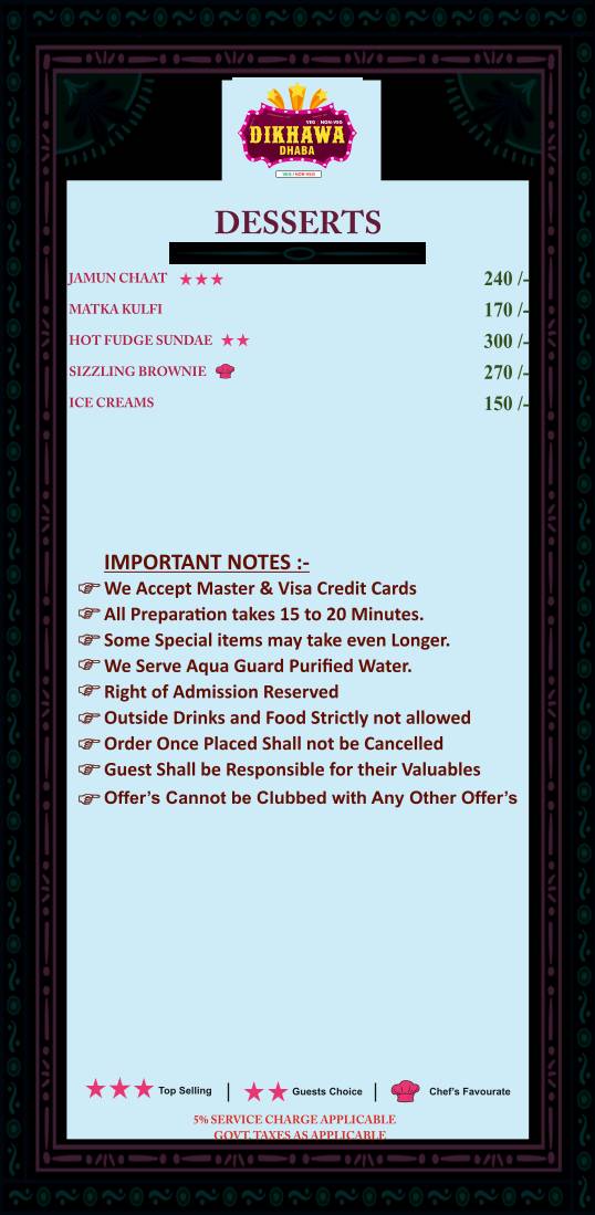 Dikhawa Dhaba Veg and Non Veg menu