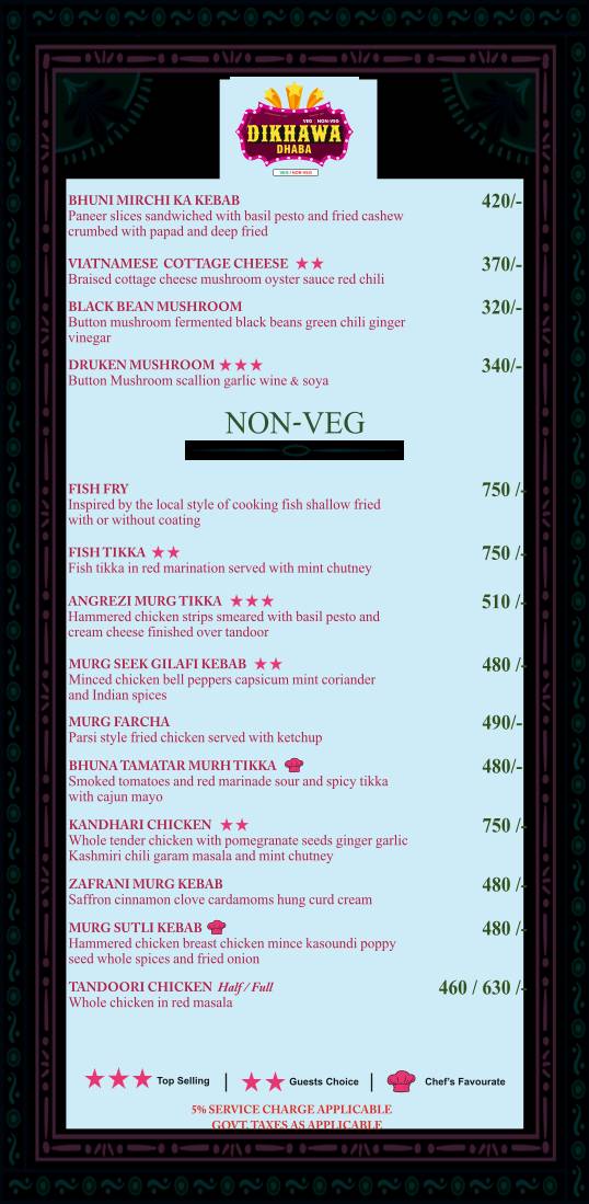 Dikhawa Dhaba Veg and Non Veg menu