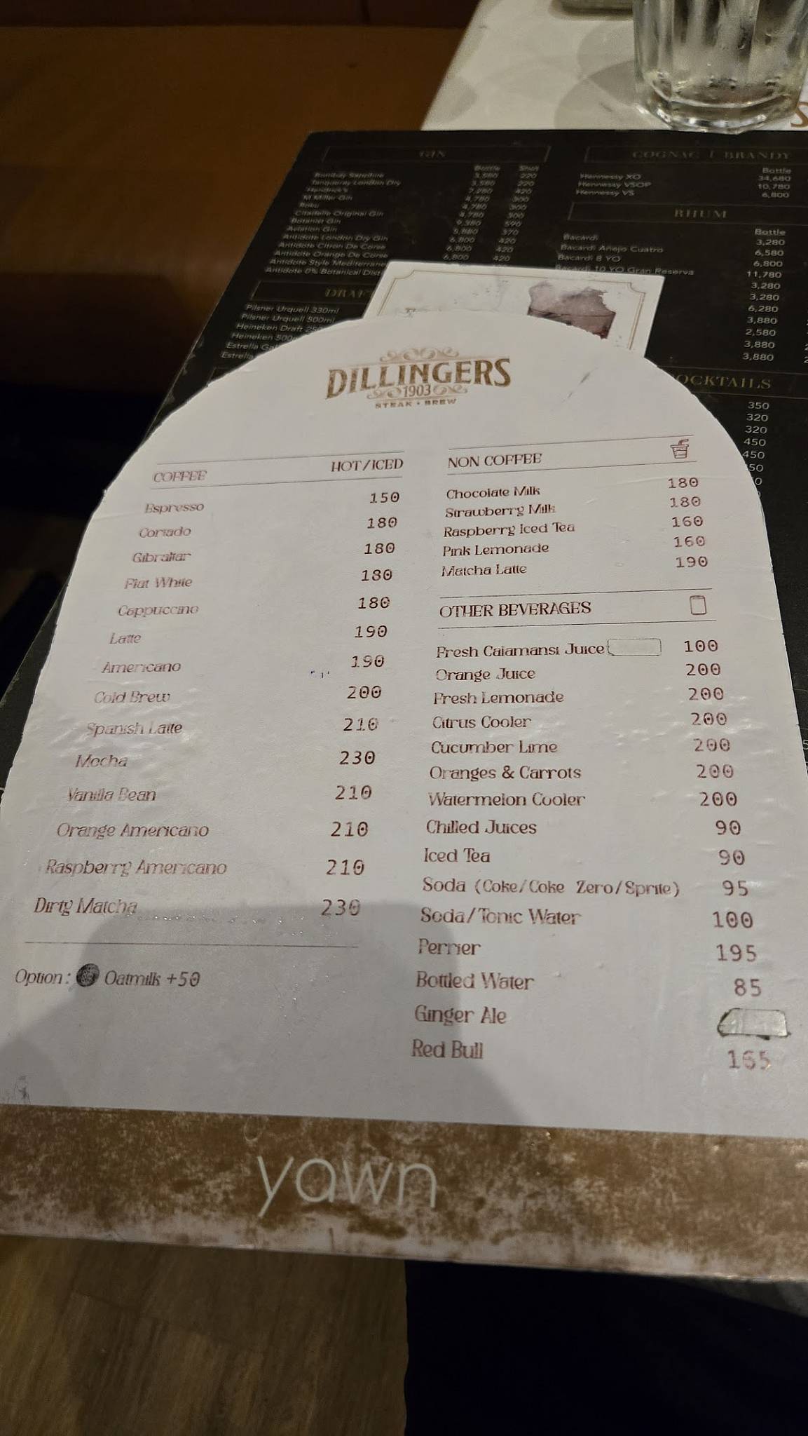 Menu at Dillingers 1903 Steak and Brew pub & bar, Makati