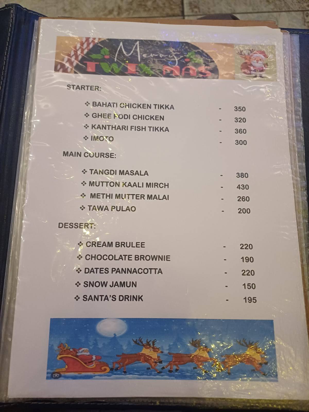 Dine Elaichi Restaurant menu