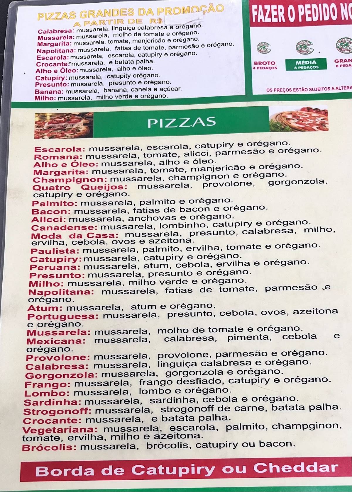 Disk A Pizza cardápio