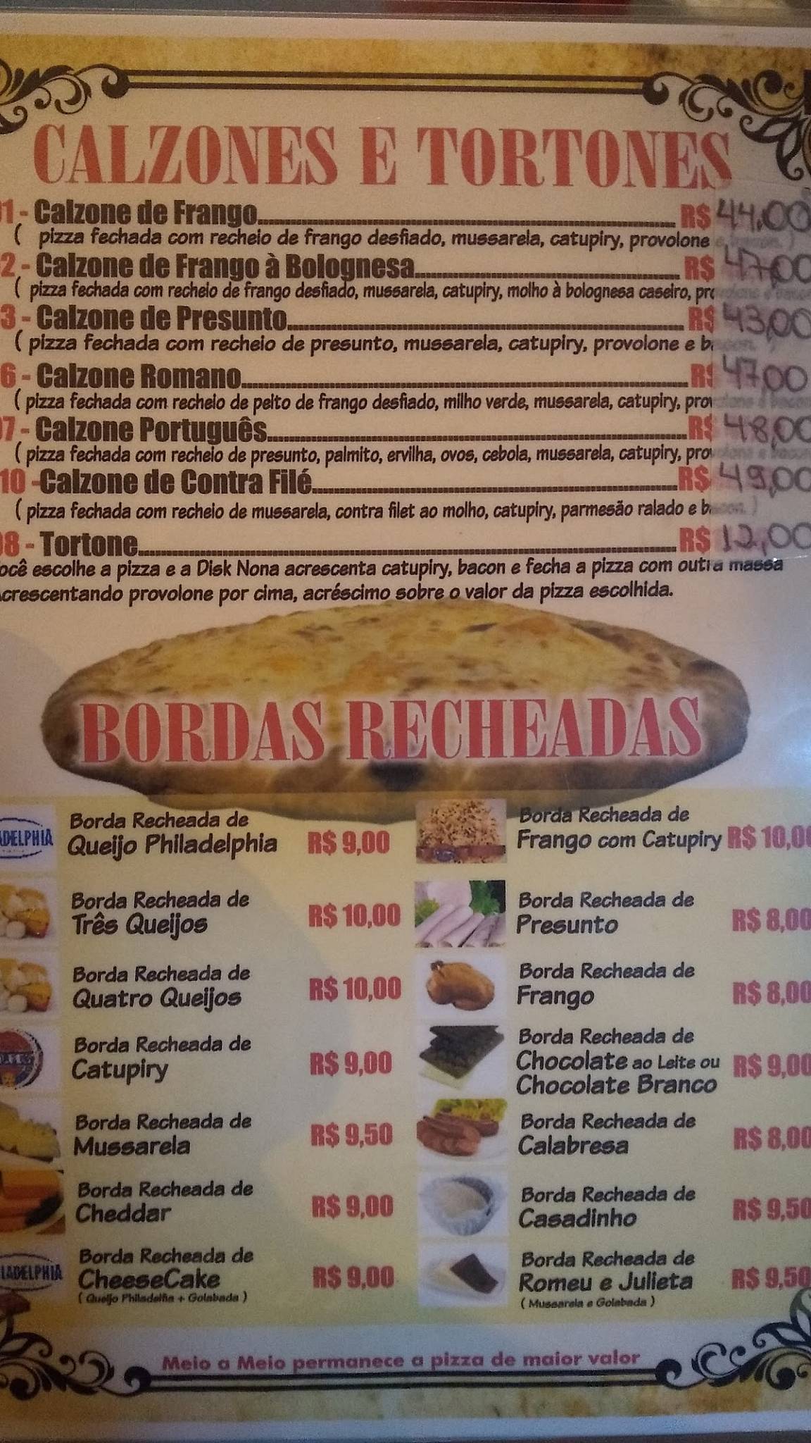 Disk Nona Pizzas & Calzones ipiranga cardápio